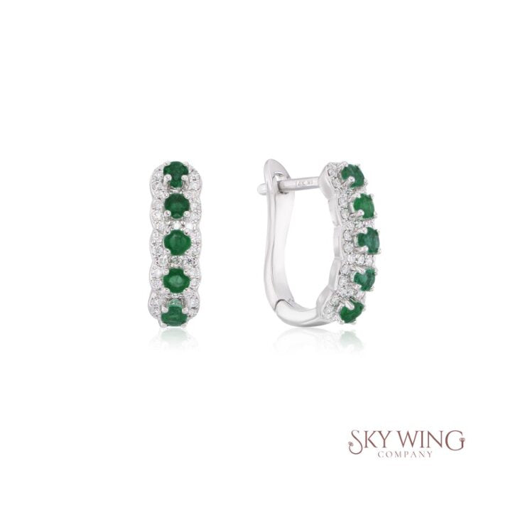 EMERALD AND DIAMOND HOOP EARRINGS
