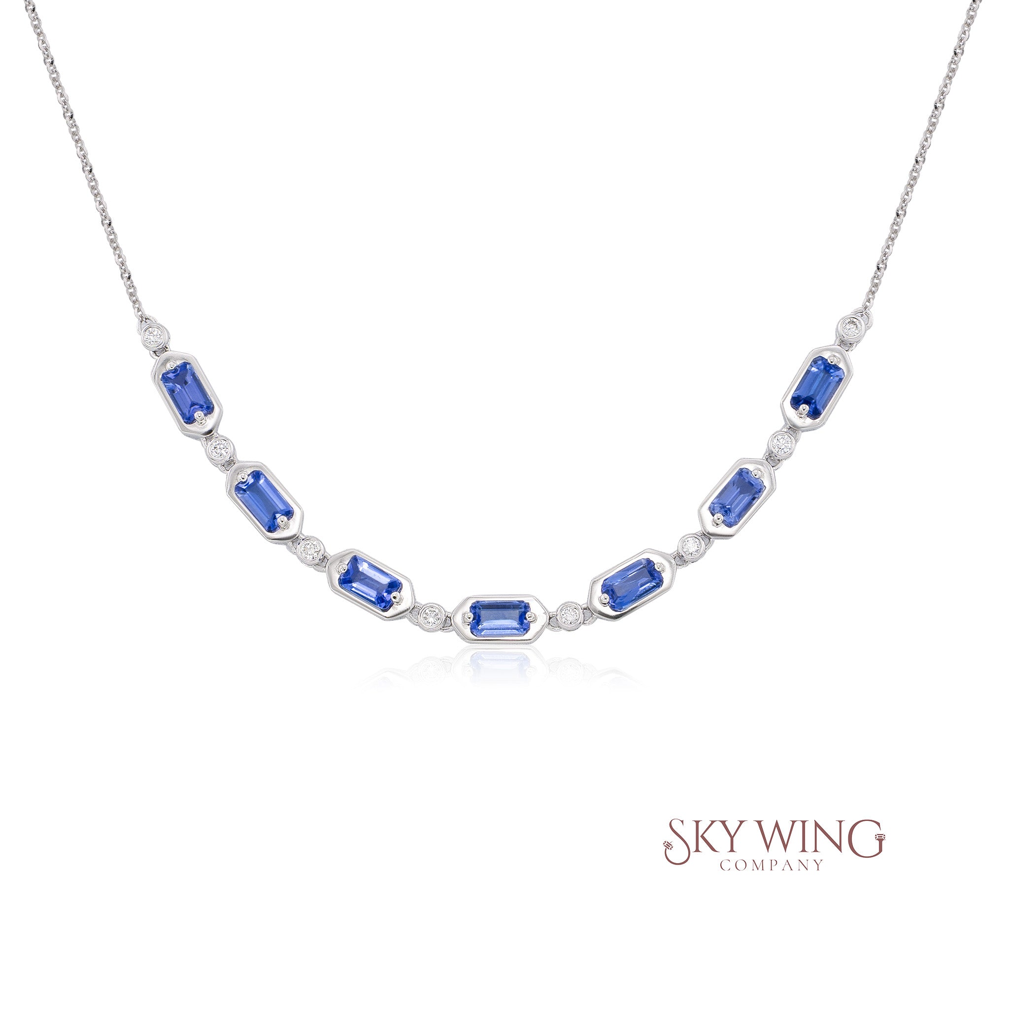 DIAMOND AND BLUE SAPPHIRE STATEMENT NECKLACE