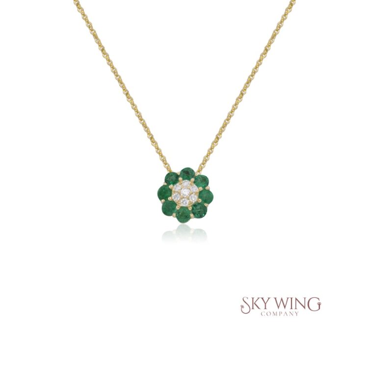 BLUE SAPPHIRE DIAMOND FLOWER NECKLACE