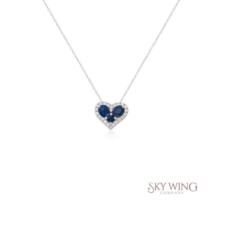 BLUE SAPPHIRE & DIAMOND HEART SHAPED PENDANT