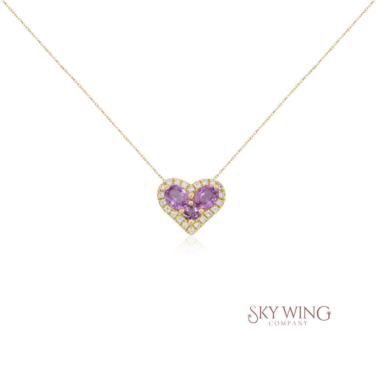 PINK SAPPHIRE & DIAMOND HEART SHAPED PENDANT