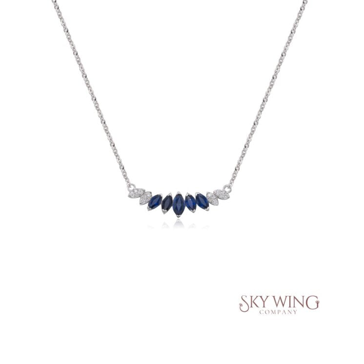 DIAMOND AND BLUE SAPPHIRE SCATTERED NECKLACE