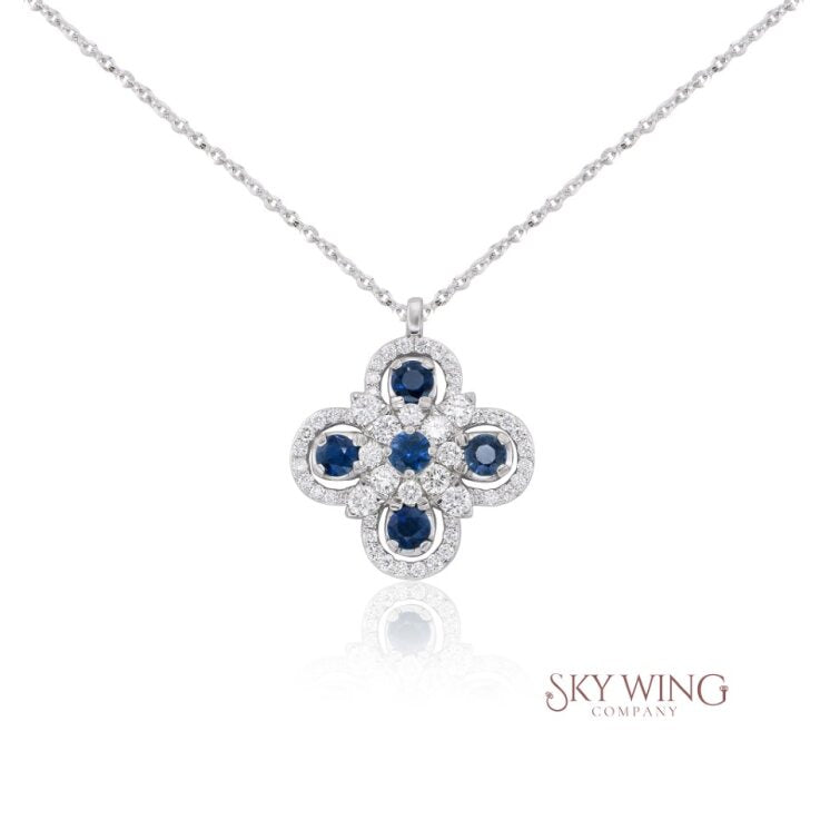 DIAMOND AND PINK SAPPHIRE FLOWER NECKLACE