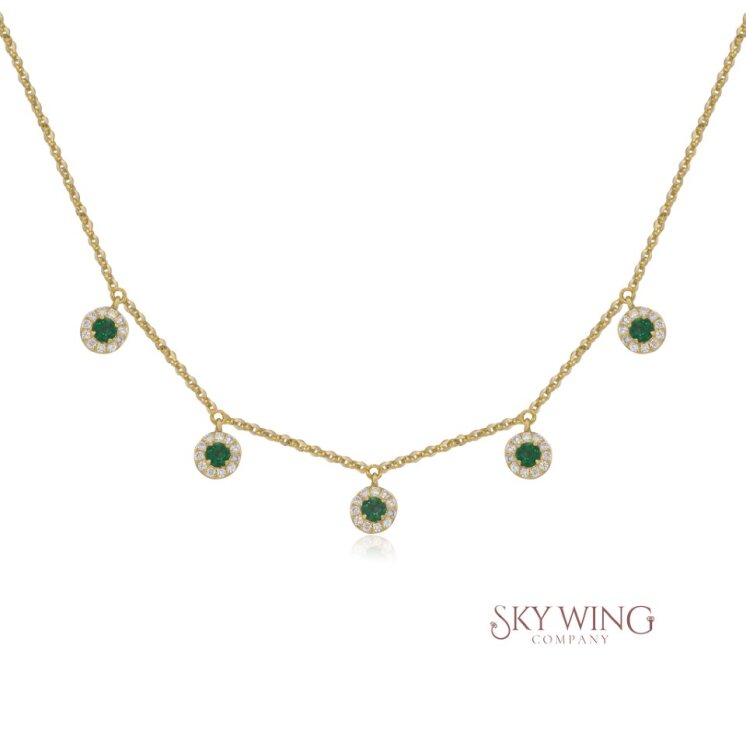 EMERALD AND DIAMOND DROP NECKLACE