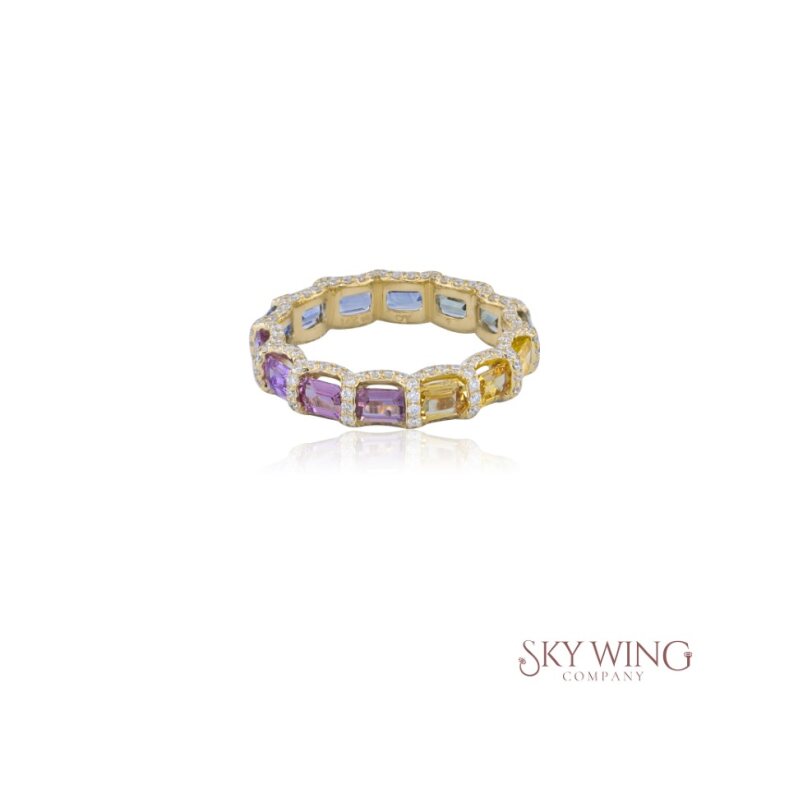 MULTI SAPPHIRE AND DIAMOND ETERNITY BAND