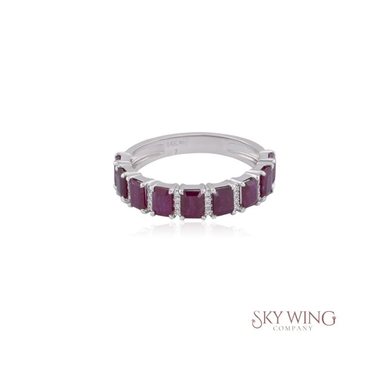 EMERALD AND DIAMOND FULL ETERNITY BAND