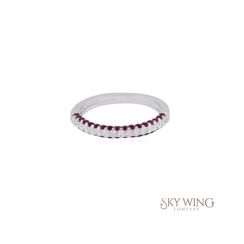 HALF ETERNITY DIAMOND AND RUBY RING