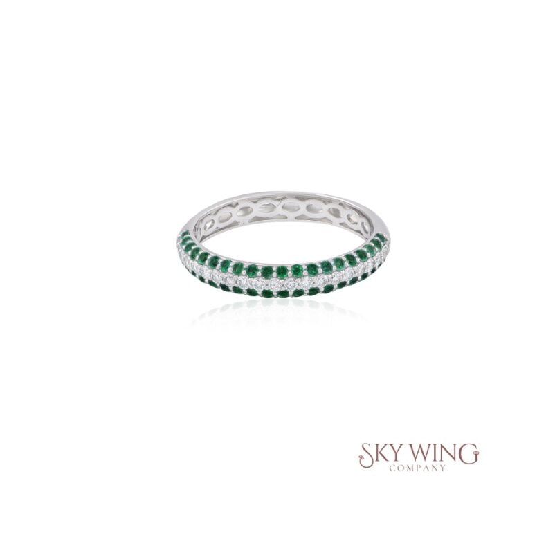 HALF ETERNITY DIAMOND AND RUBY RING