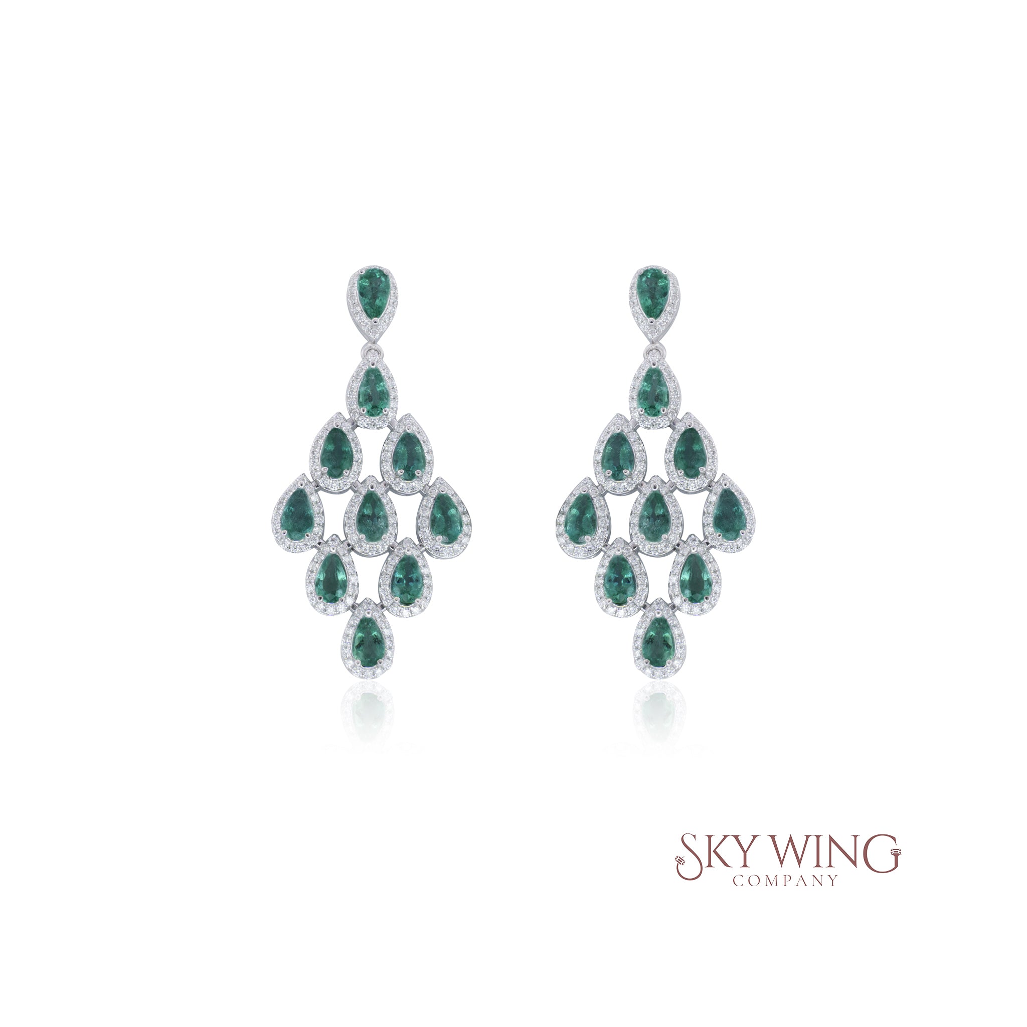 EMERALD AND DIAMOND CHANDELIER EARRINGS