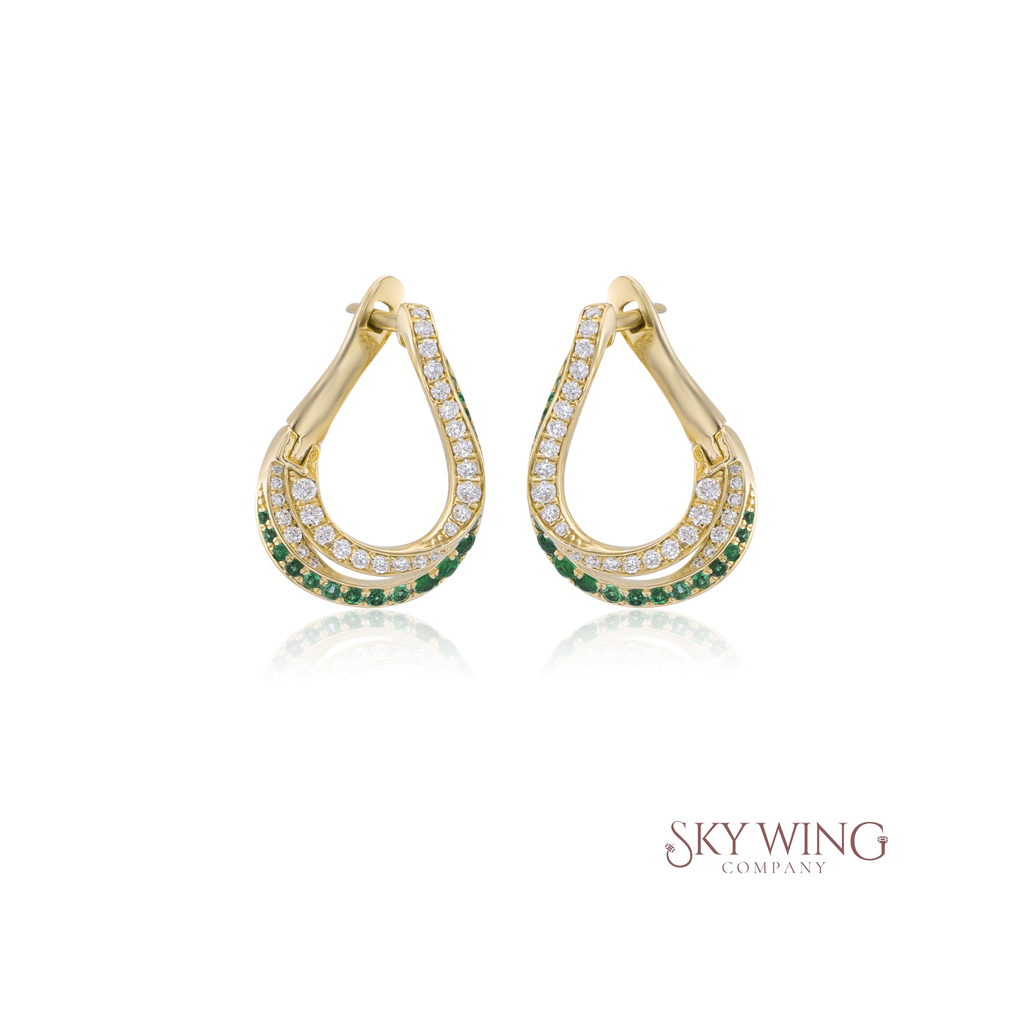 EMERALD AND DIAMOND TEARDROP WRAPAROUND EARRING