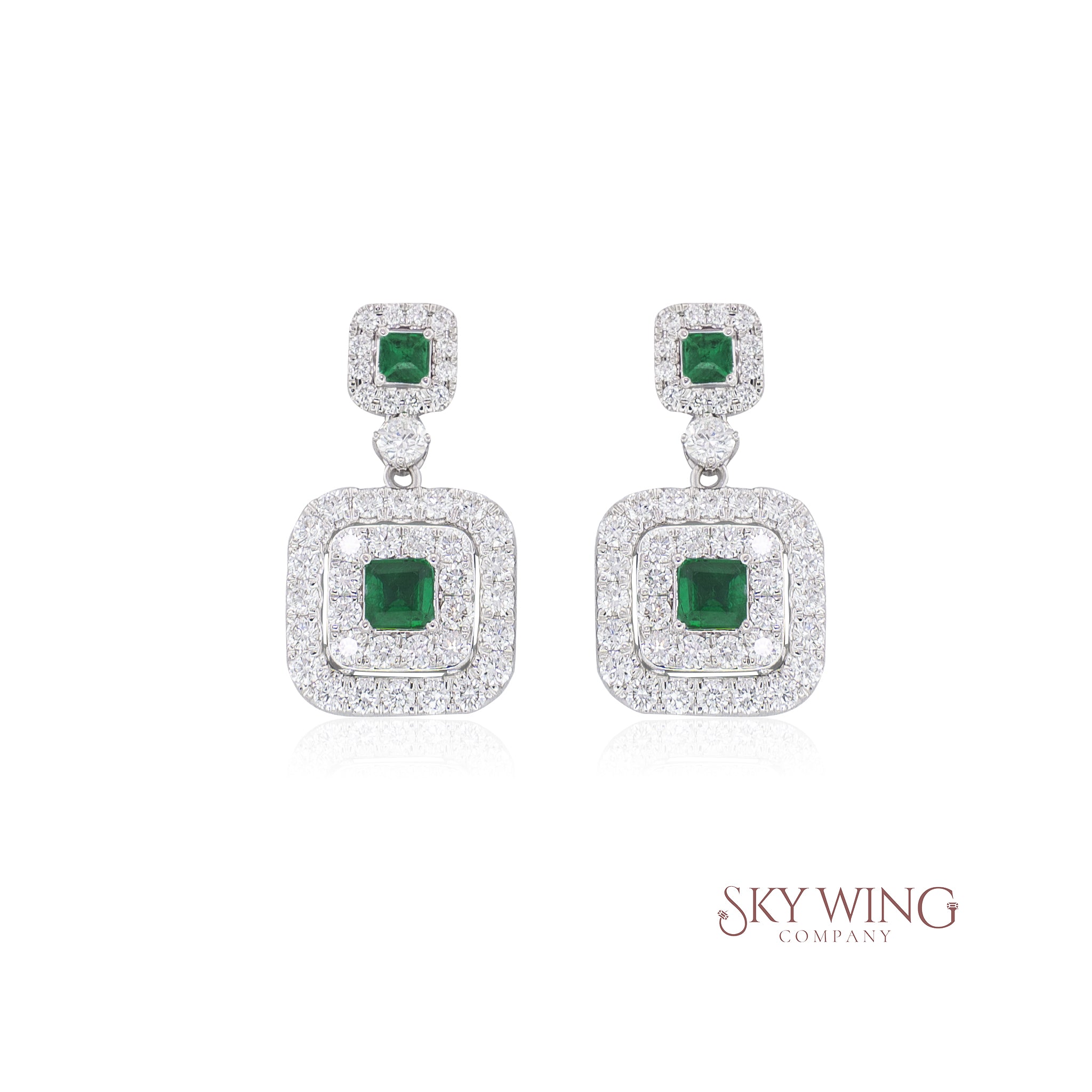 EMERALD AND DIAMOND STATEMENT EARRING