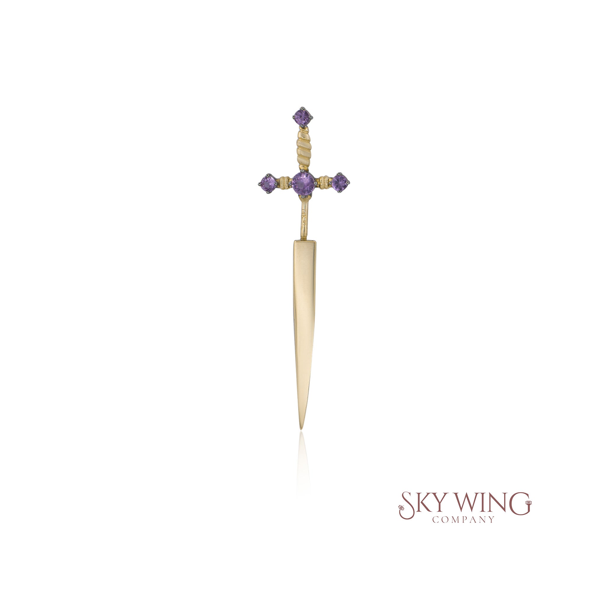 PINK SAPPHIRE SWORD EARRING