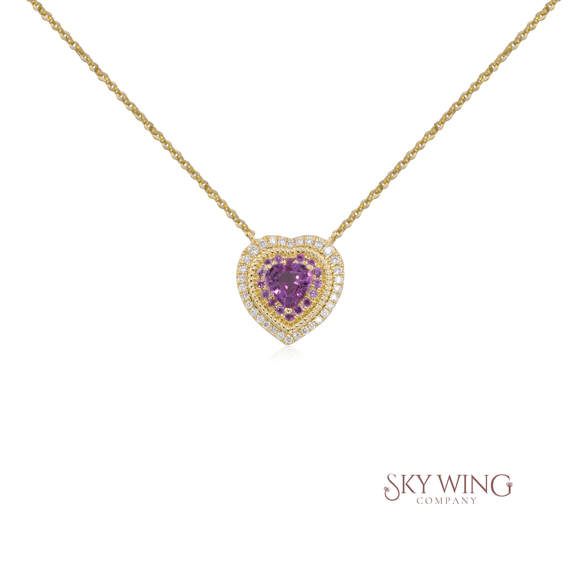 DIAMOND AND PINK SAPPHIRE HEART NECKLACE