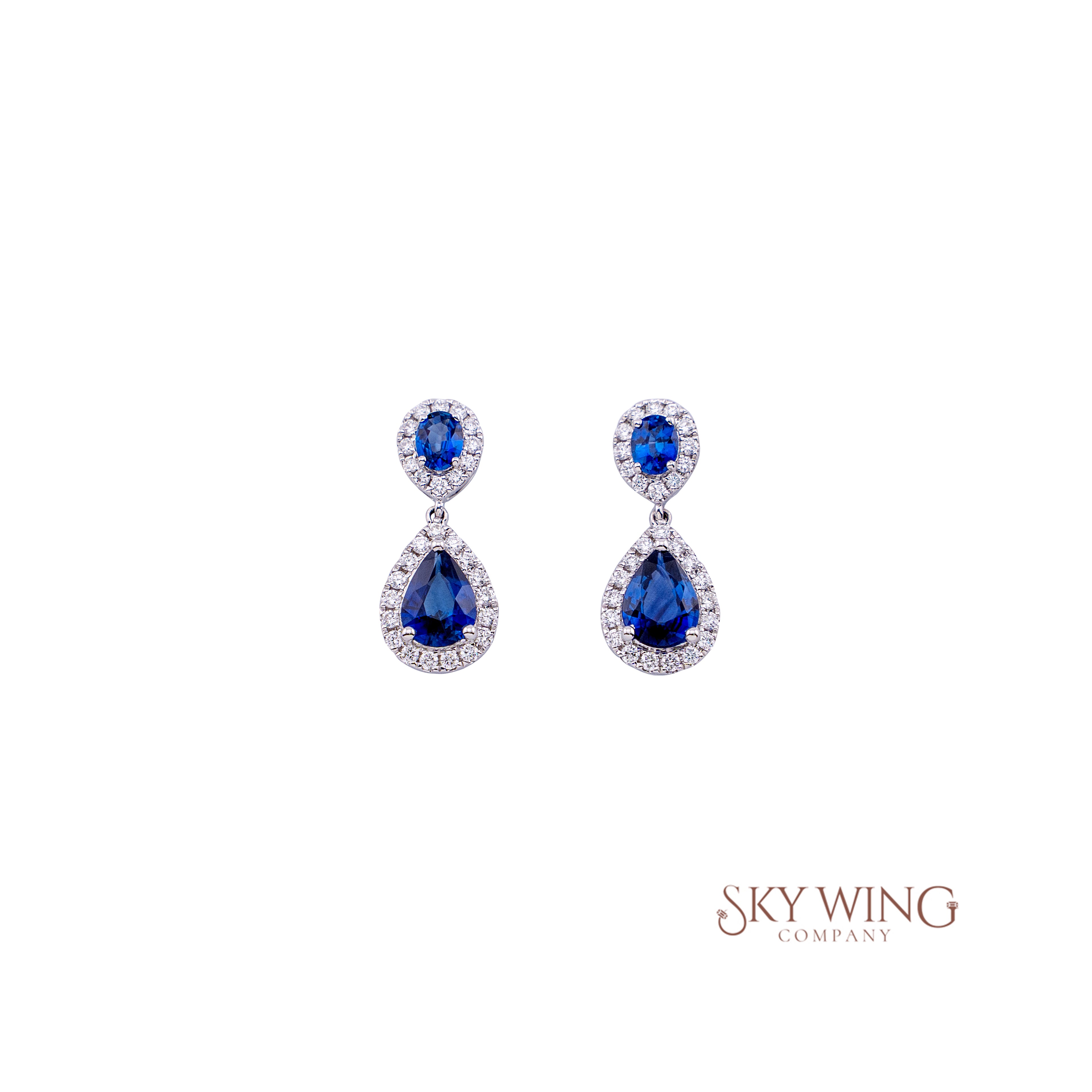 DIAMOND & BLUE SAPPHIRE DROP DANGLER EARRING