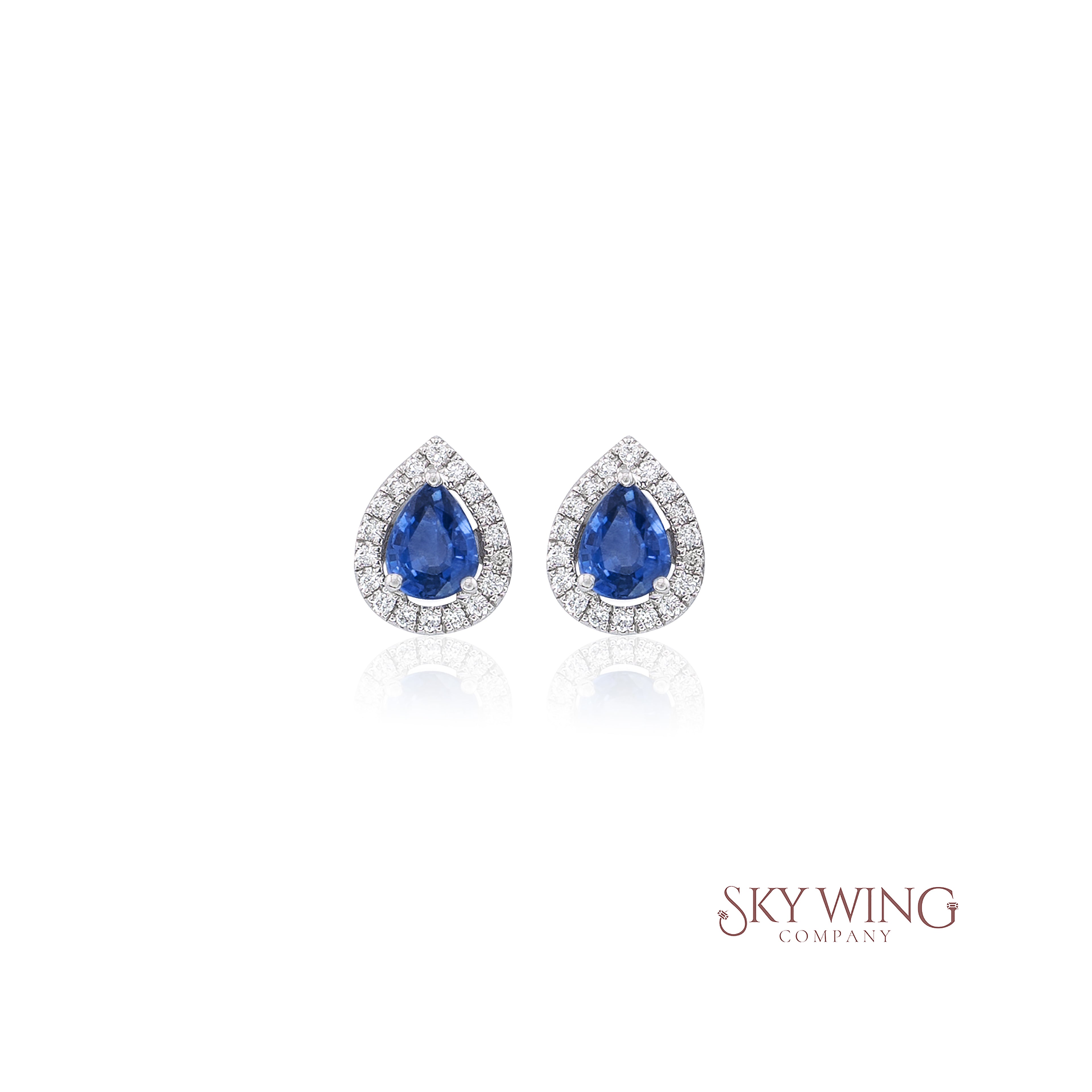 DIAMOND AND BLUE SAPPHIRE PEAR SHAPE EARRINGS