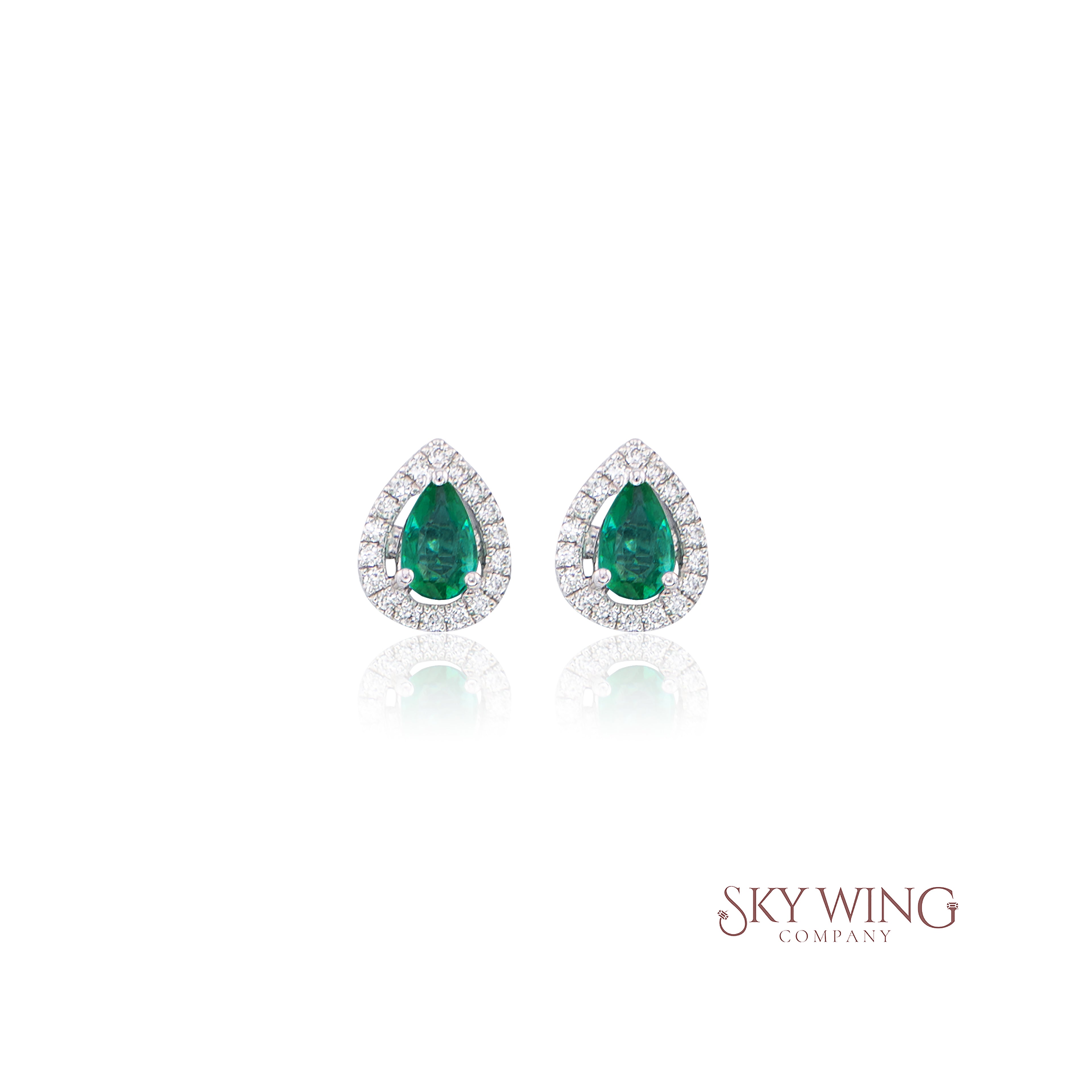 DIAMOND AND EMERALD PEAR SHAPE EARRINGS