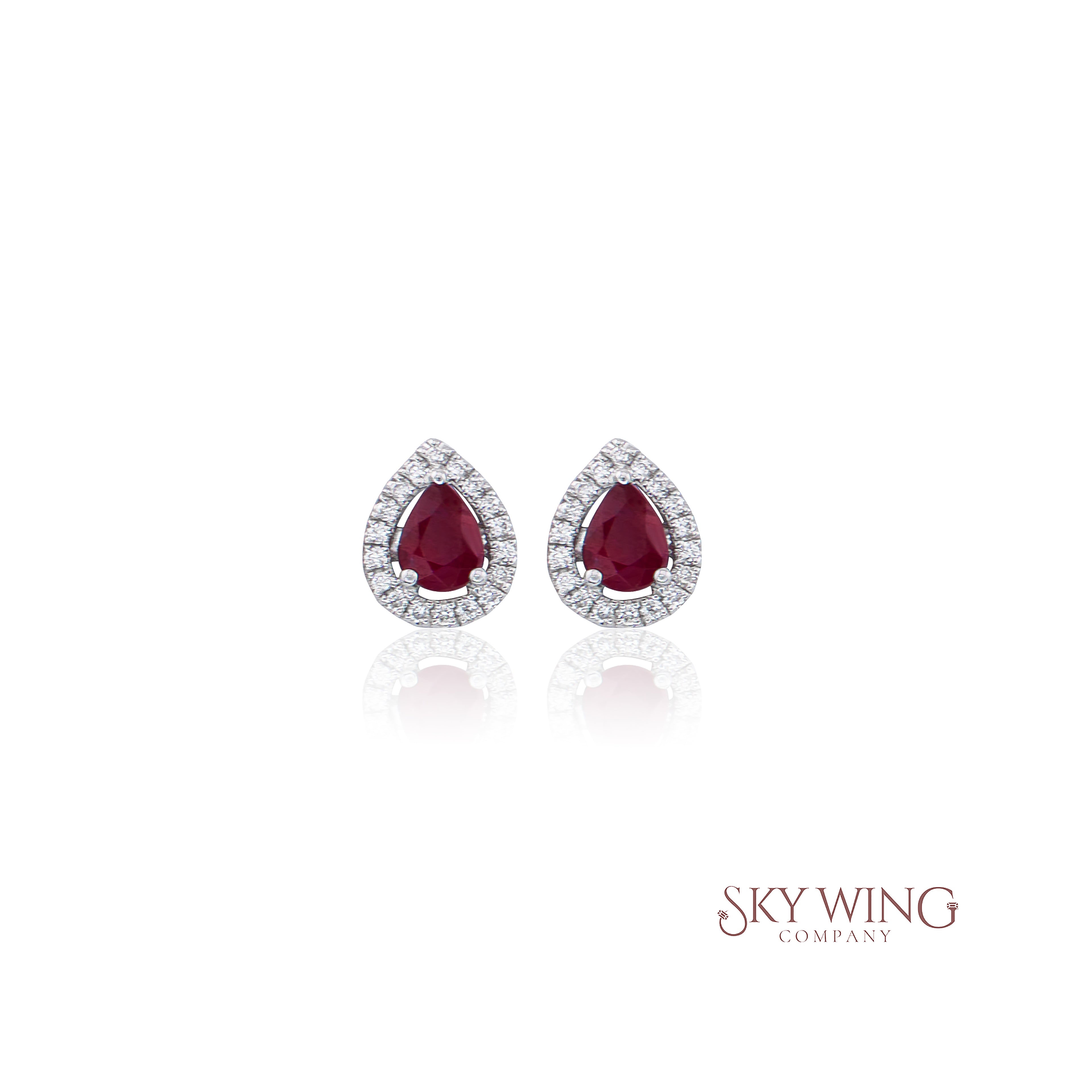 DIAMOND AND RUBY PEAR SHAPE EARRINGS