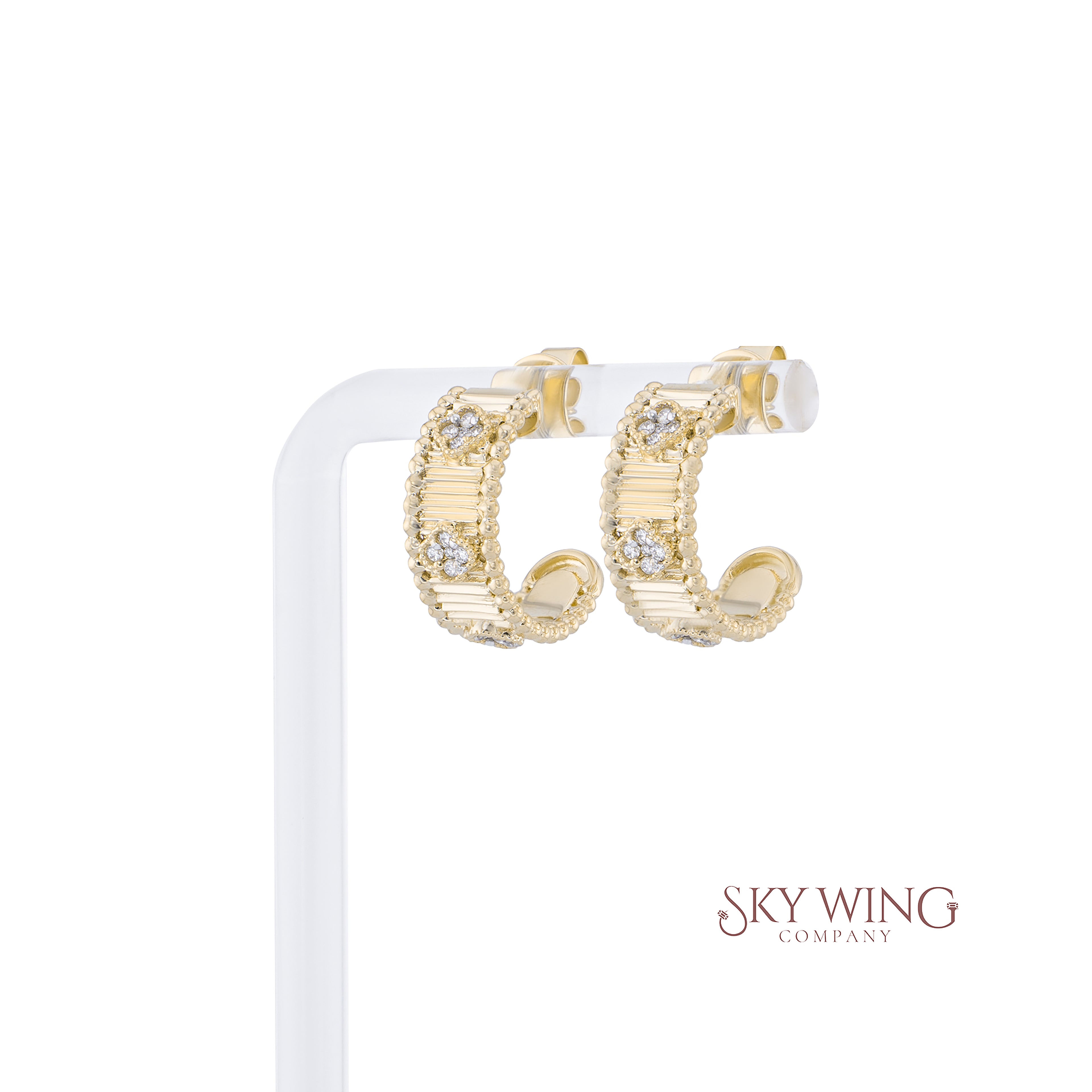 DIAMOND FLUTED CLOVERS EARRINGS