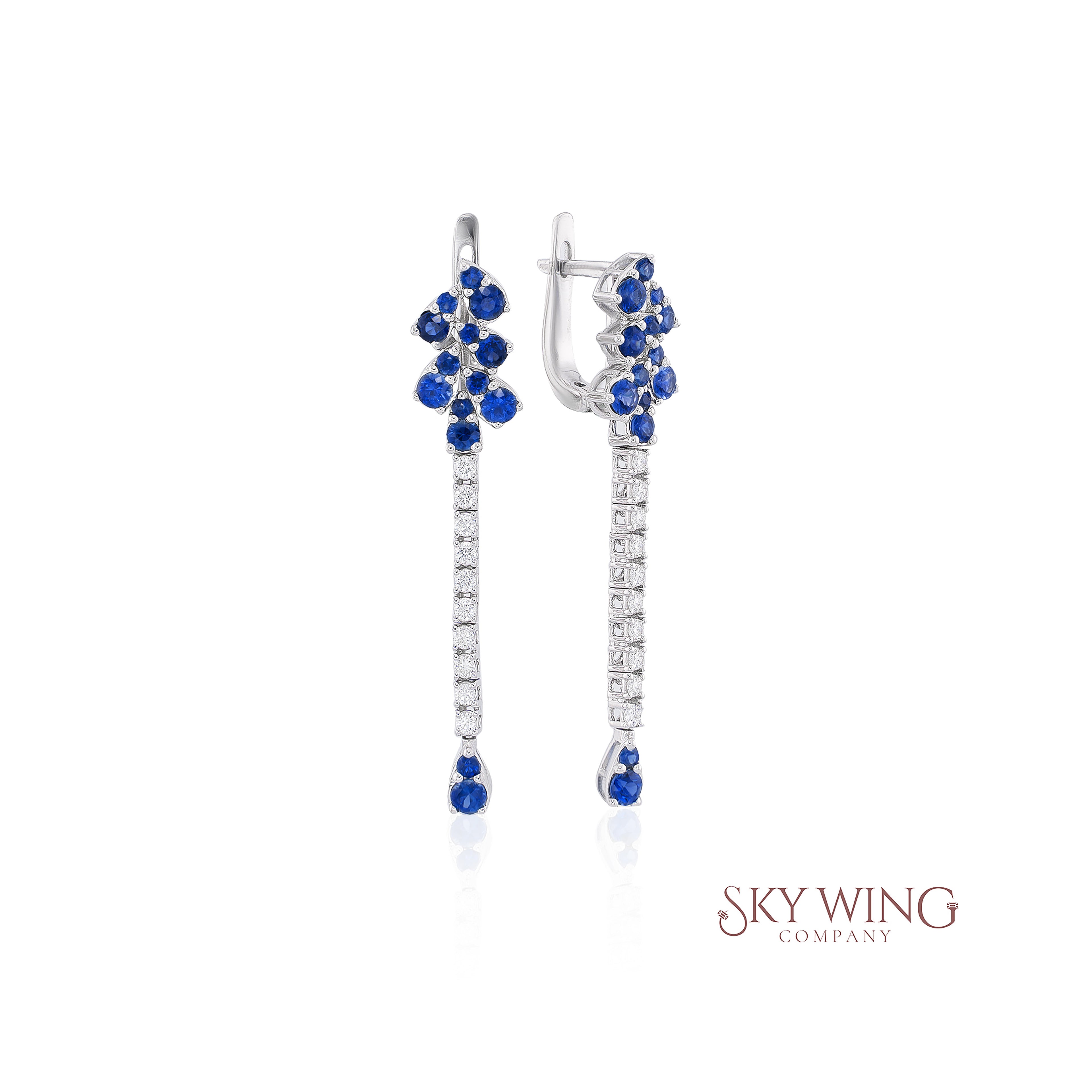 Blue Sapphire PEAR SHAPED AND Diamond DANGLER Earrings