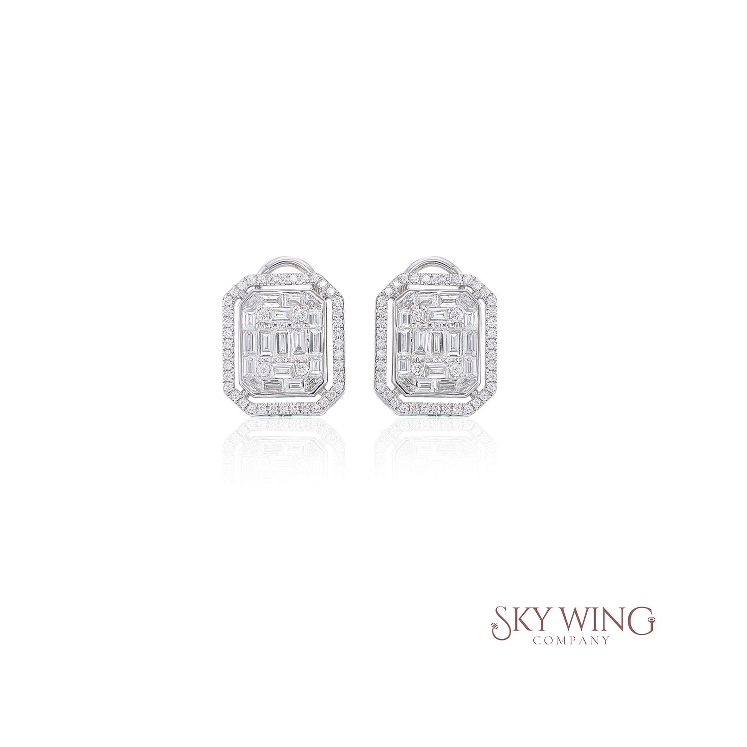 MOSAIC DIAMOND FANCY CUT CLUSTER HALO STUD EARRINGS