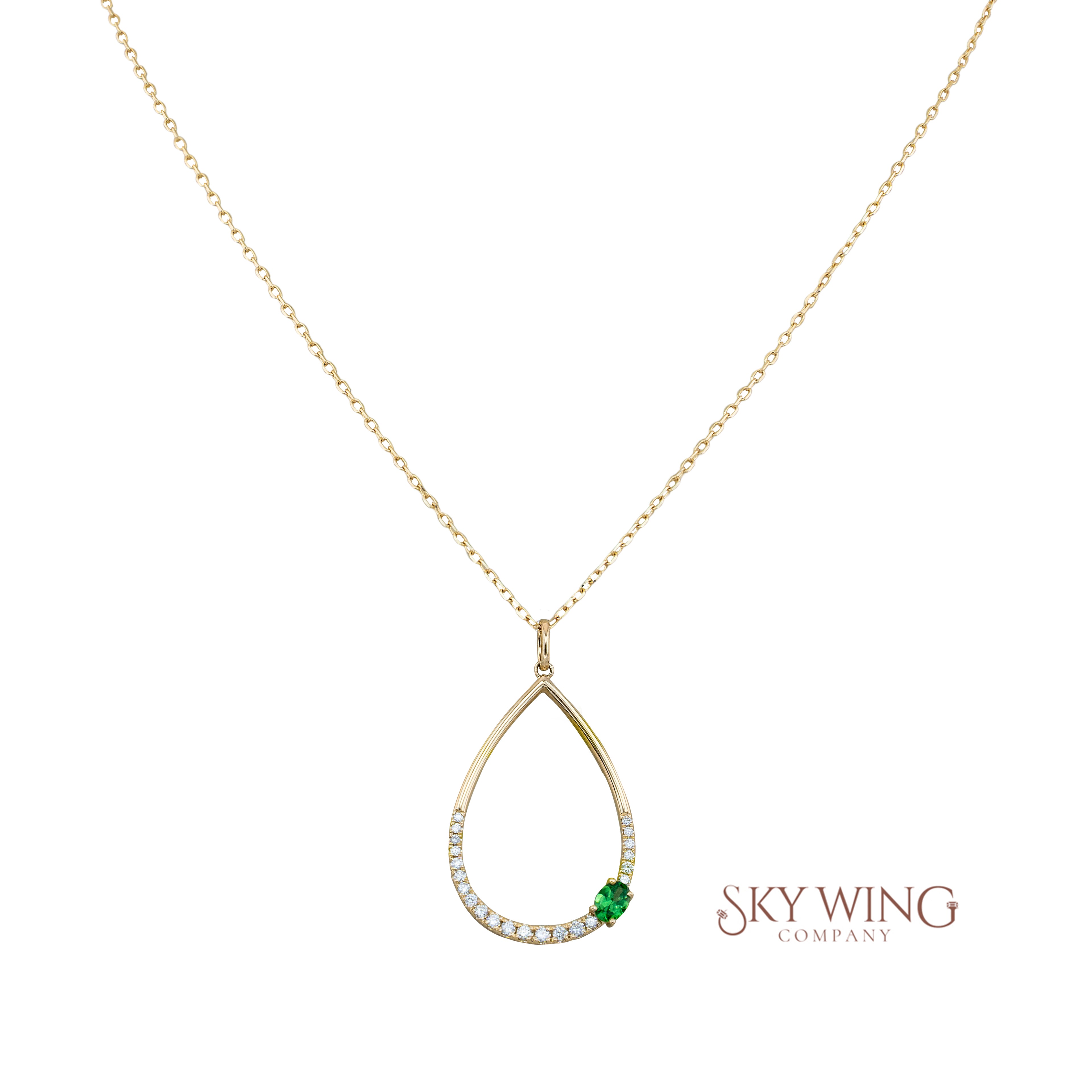 Tsavorite Single Drop Ncklace