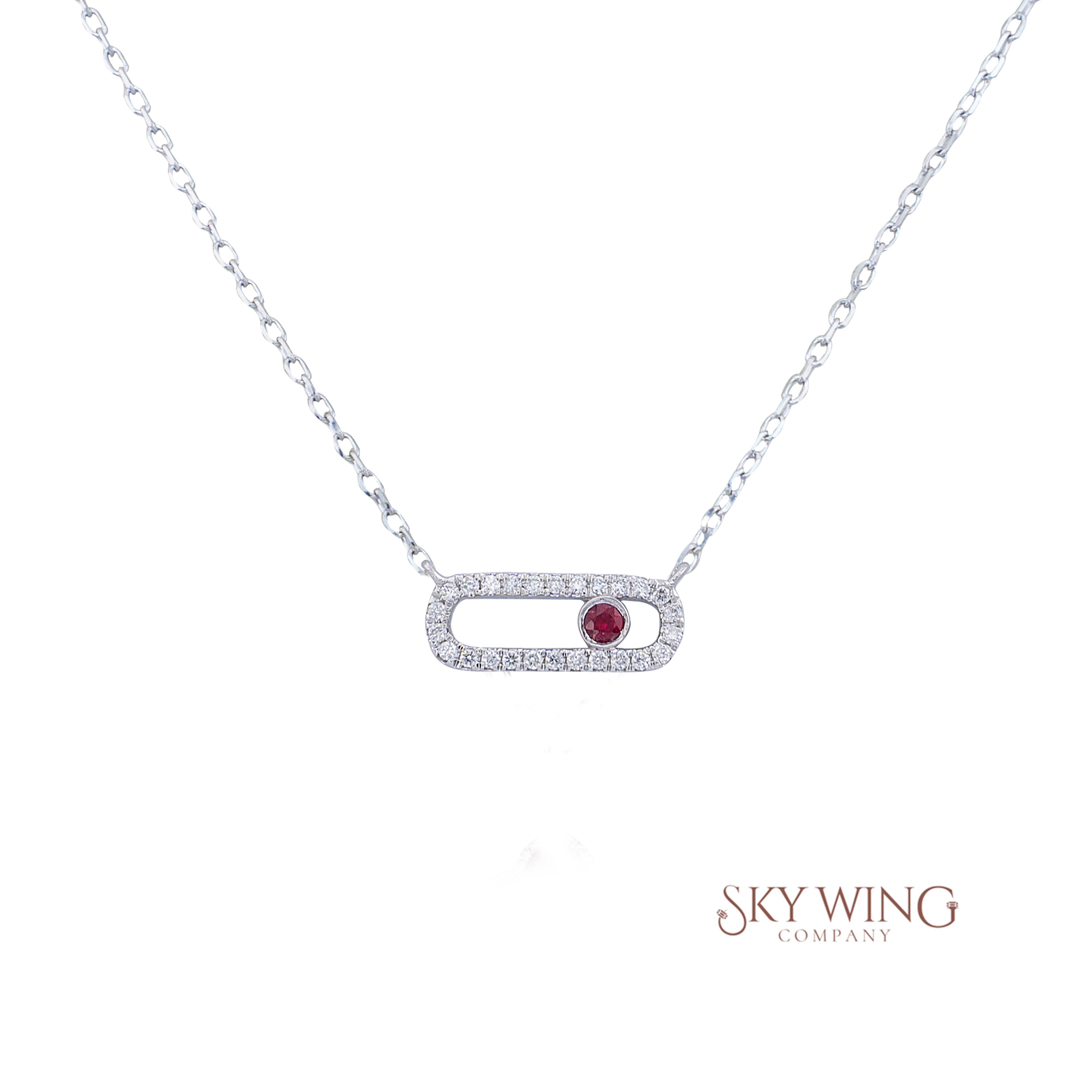 Bar Ruby Diamond Necklace
