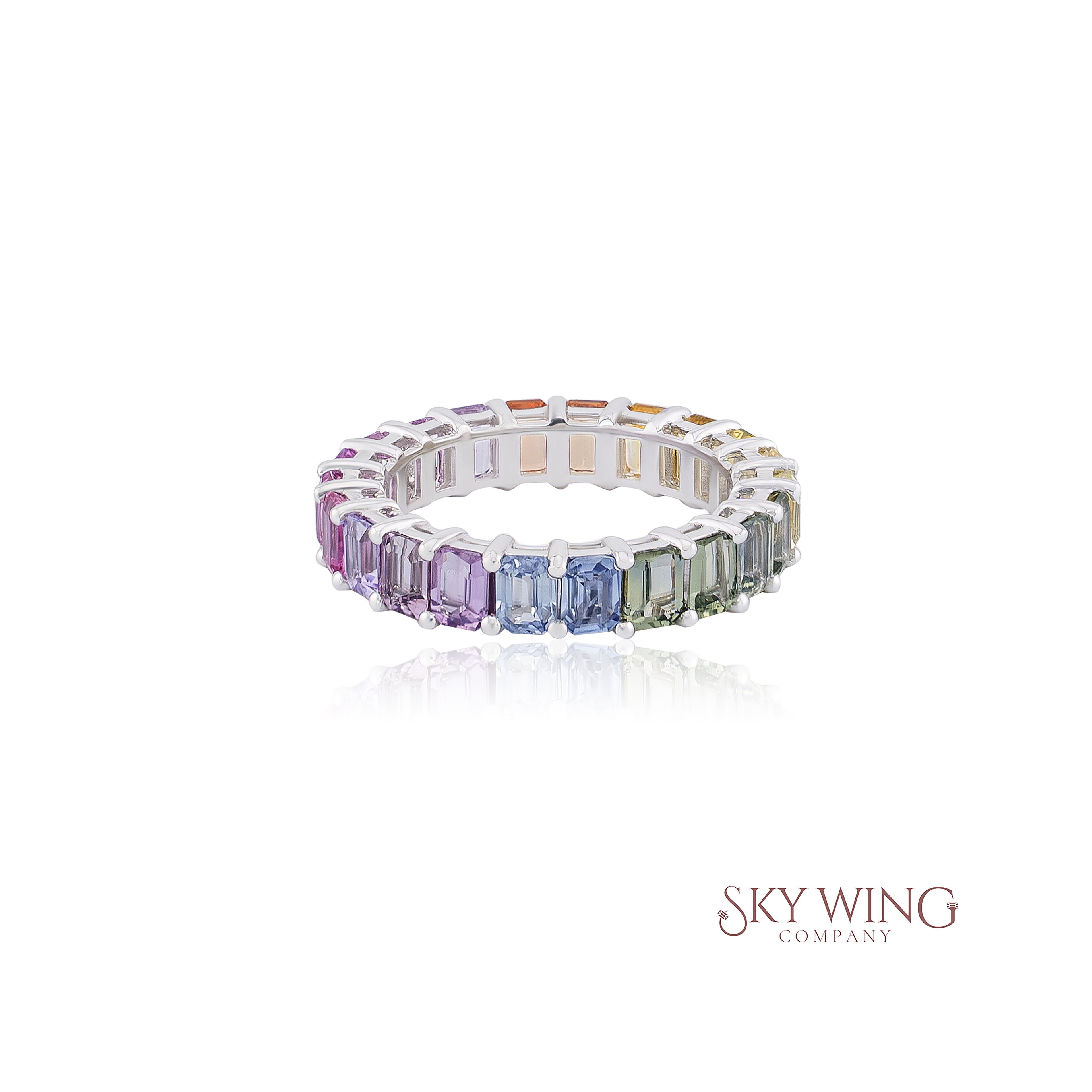 OCTAGON UNHEATED MULTI SAPPHIRE BAND RING