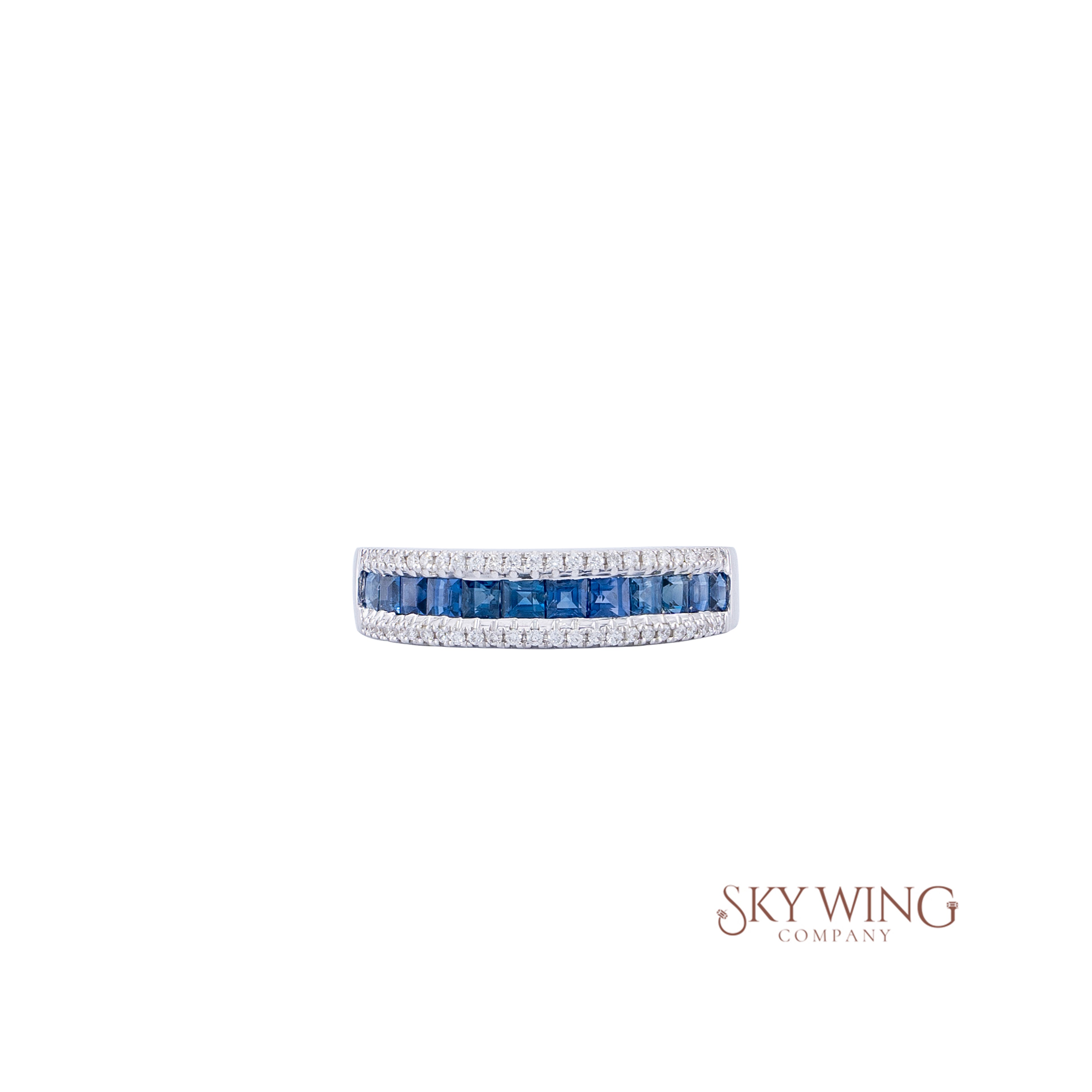 DIA & SQUARE BLUE SAPPHIRE BAND