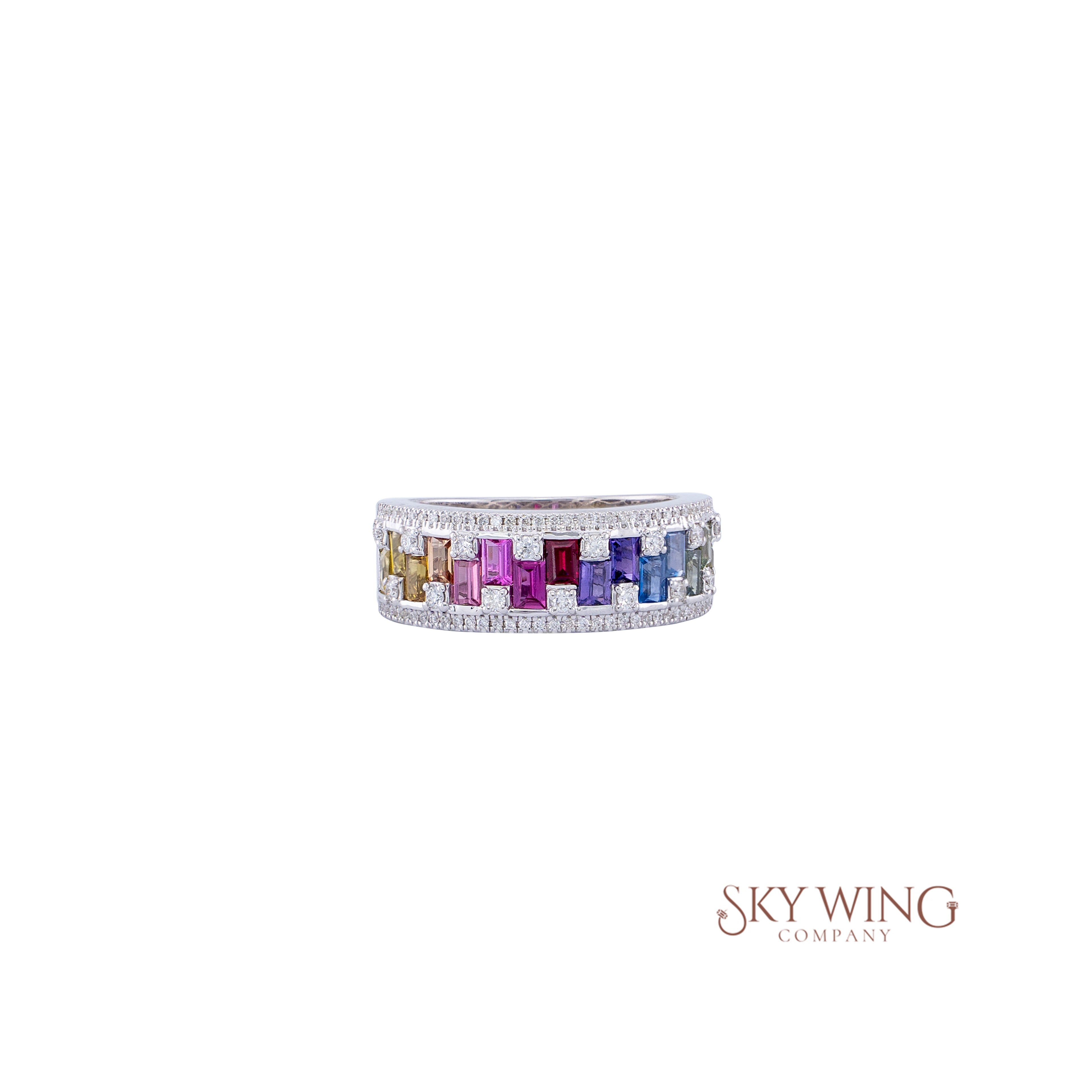 MULTI SAPPHIRE BAGUETTE BAND RING