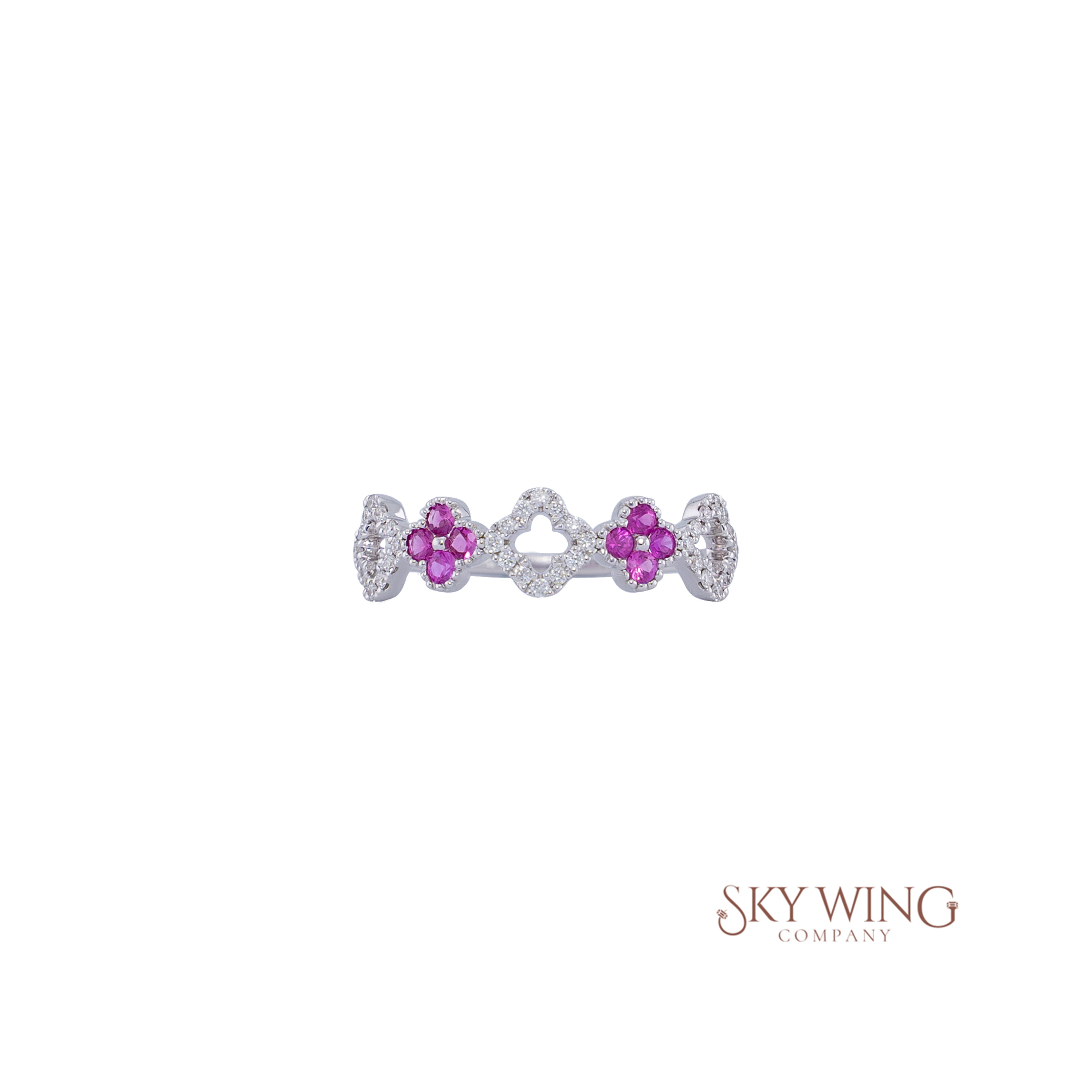 PINK SAPPHIRE AND DIAMOND CLOVER RING
