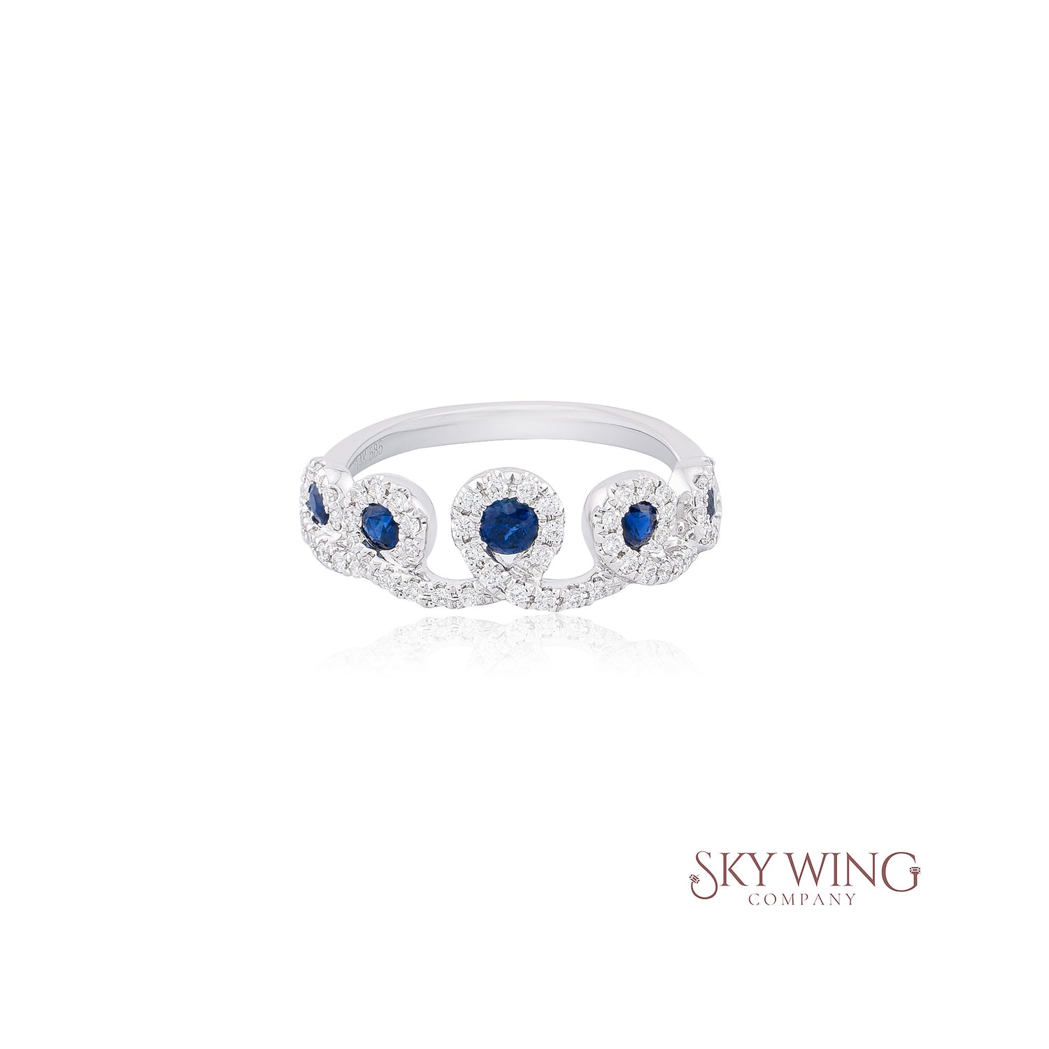 DIA: & BLUE SAPPHIRE CROWN STYLE RING