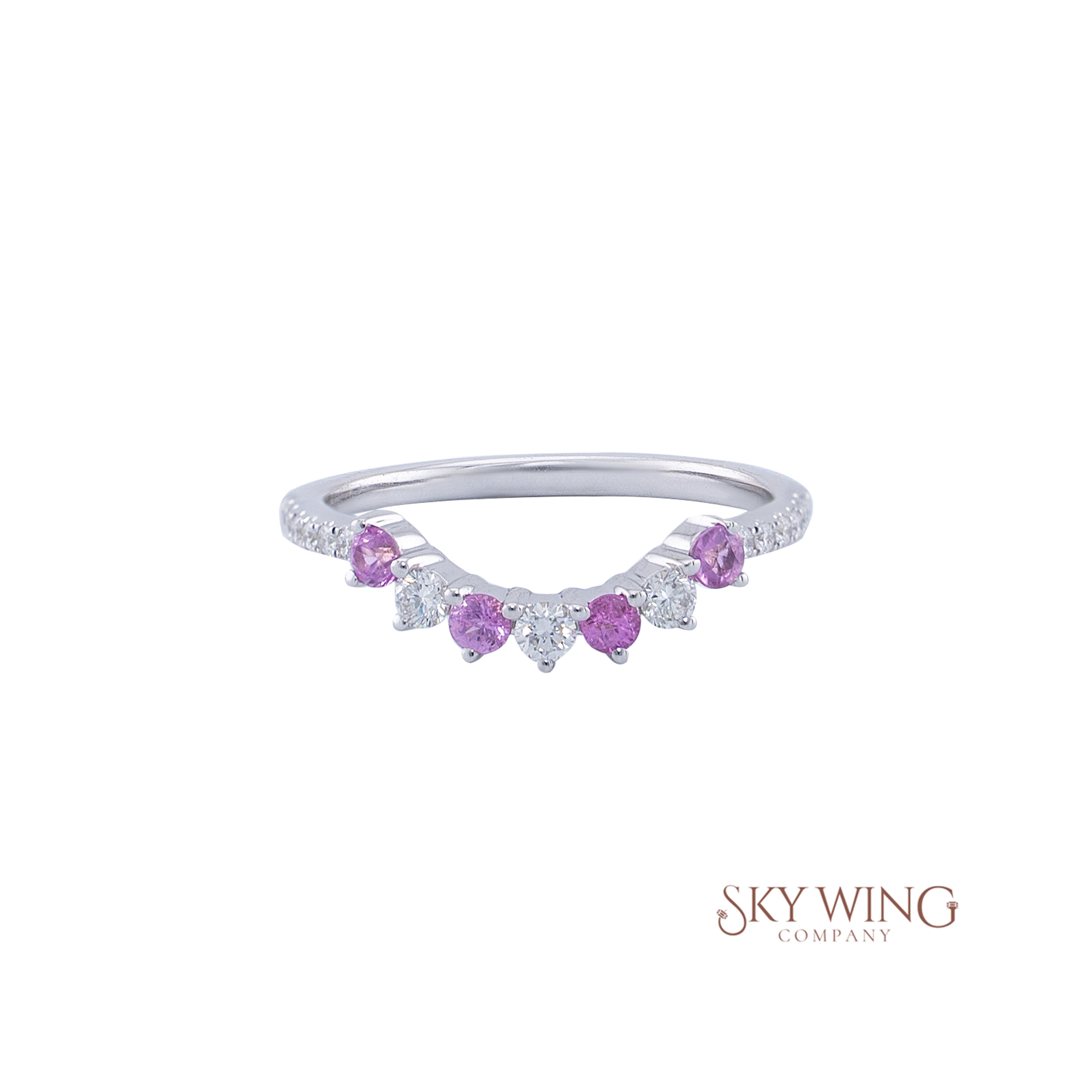 OVAL PINK SAPPHIRE AND ROUND DIAMOND RING