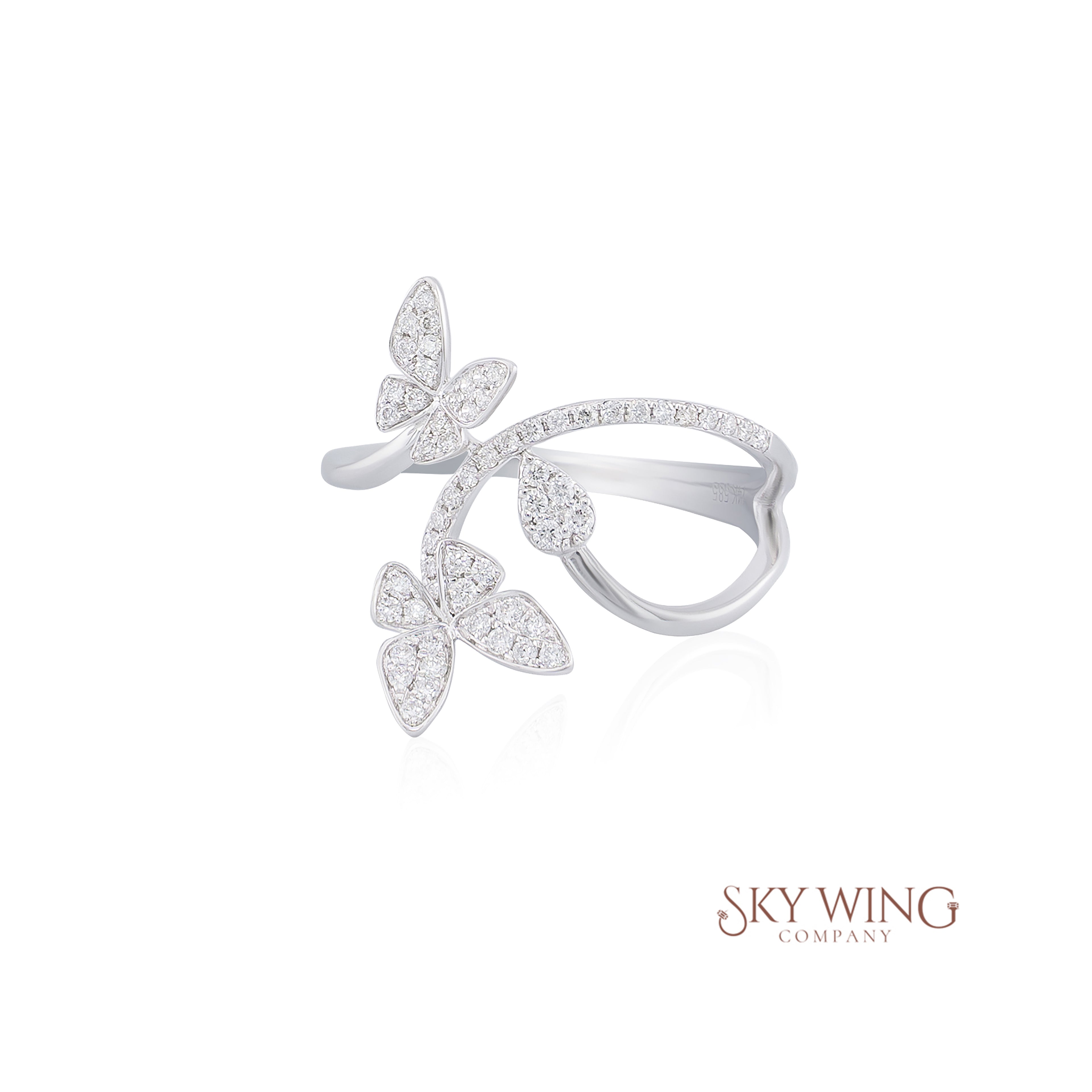 ROUND DIAMOND 2 BUTTERFLY STATEMENT RING