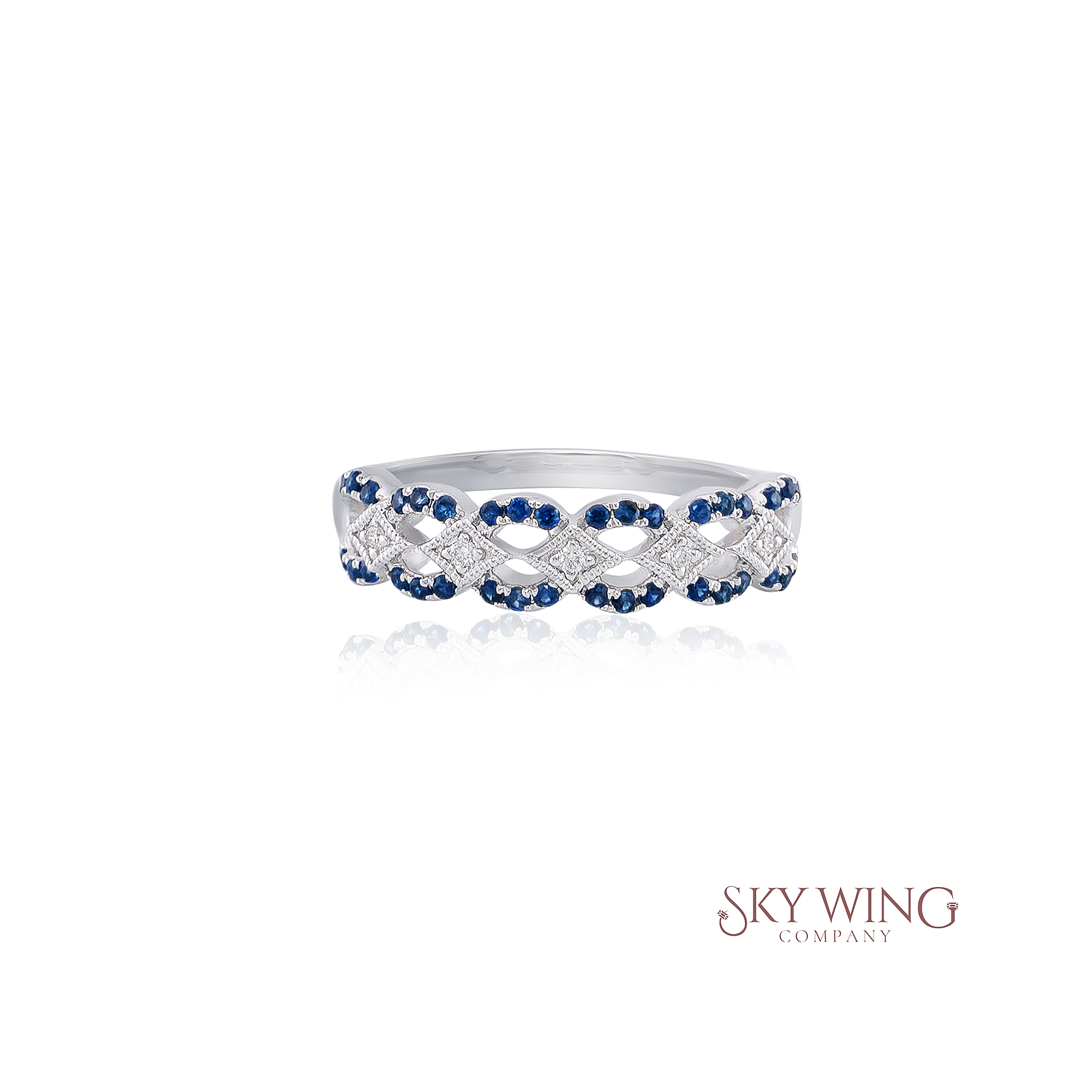 ROUND BLUE SAPPHIRE AND DIAMOND STATEMENT RING