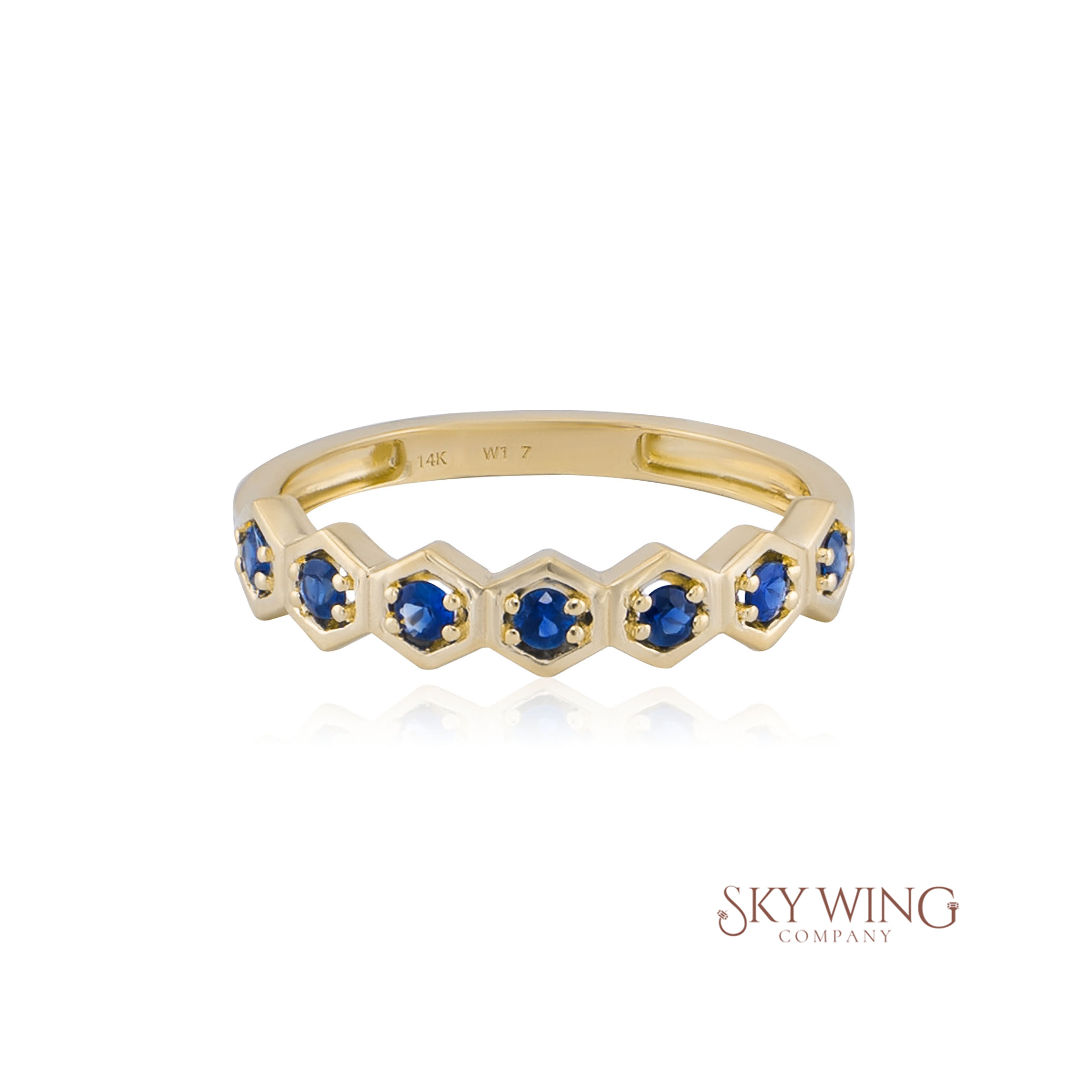 BLUE SAPPHIRE HEXAGON BAND