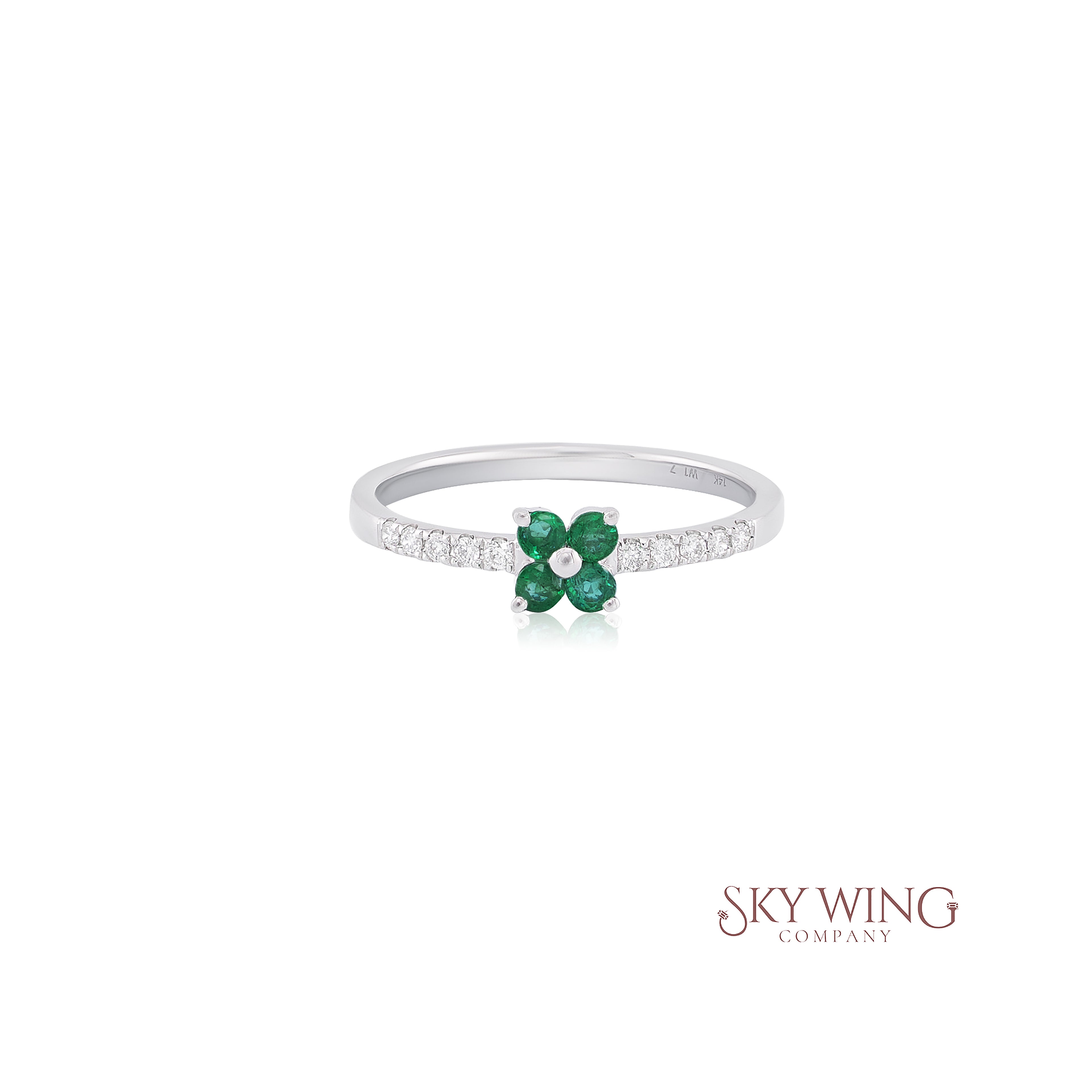 EMERALD AND DIAMOND FLOWER BAND