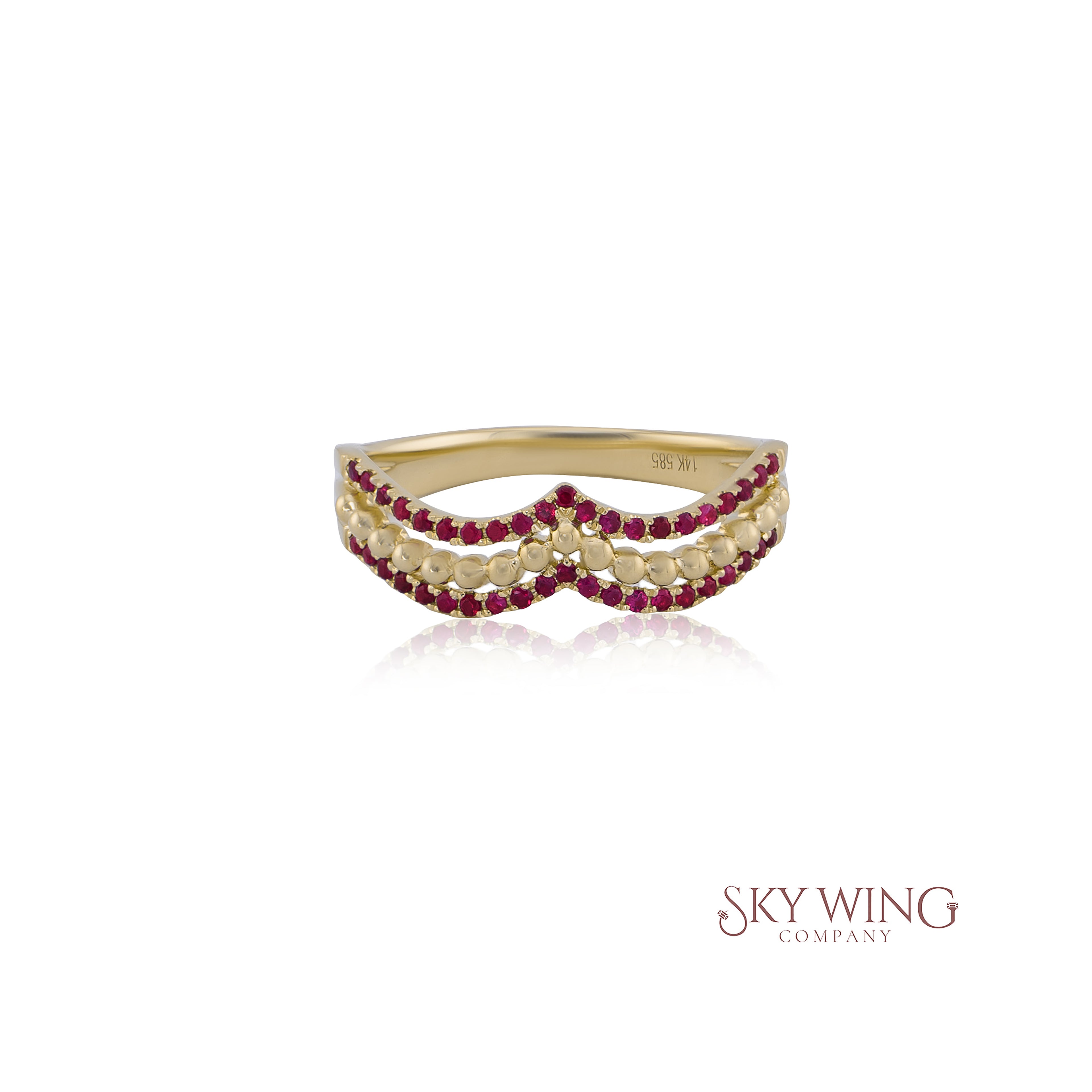 ROUND RUBY CURVED STATEMENT RING