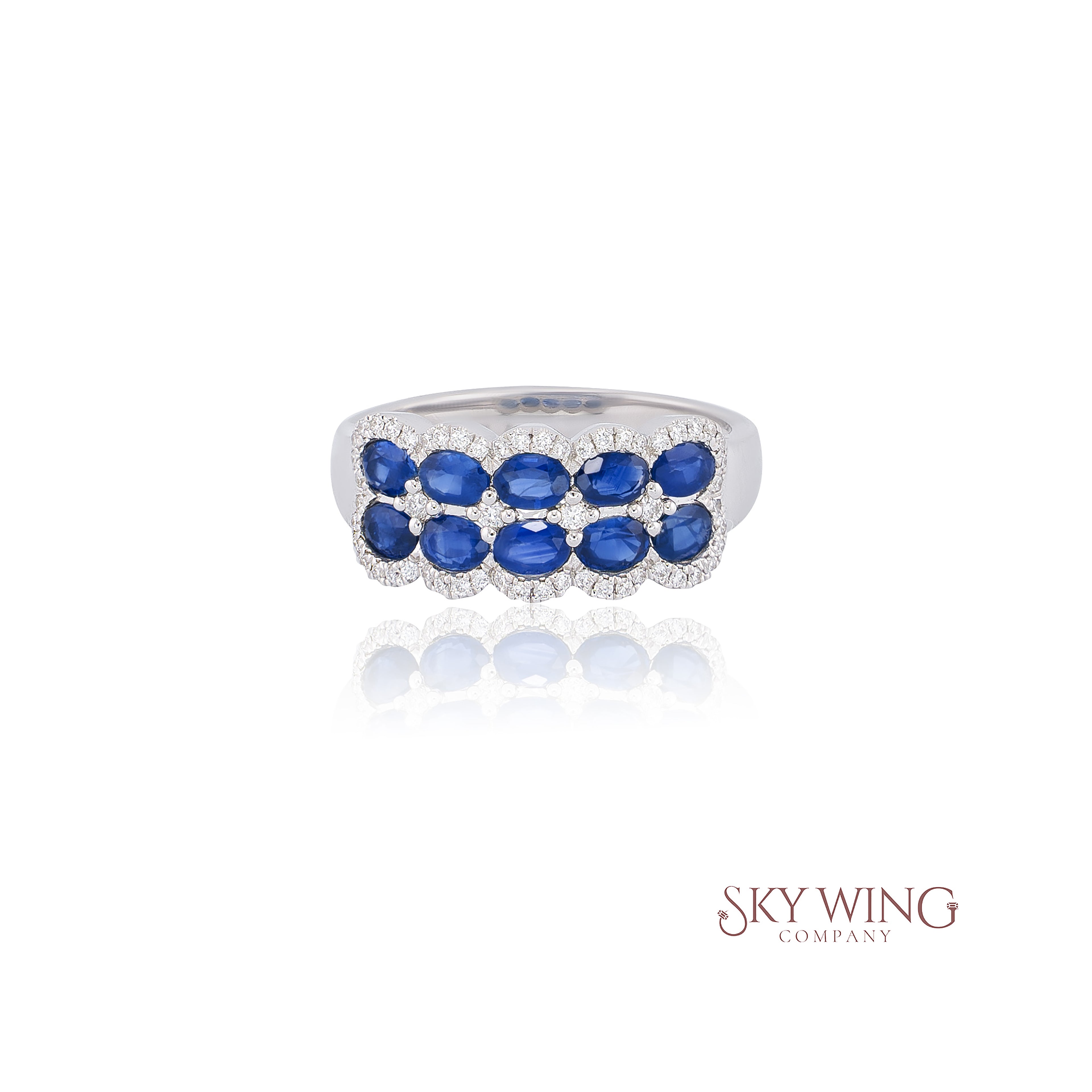 OVAL CUT BLUE SAPPHIRE & DIAMOND RING