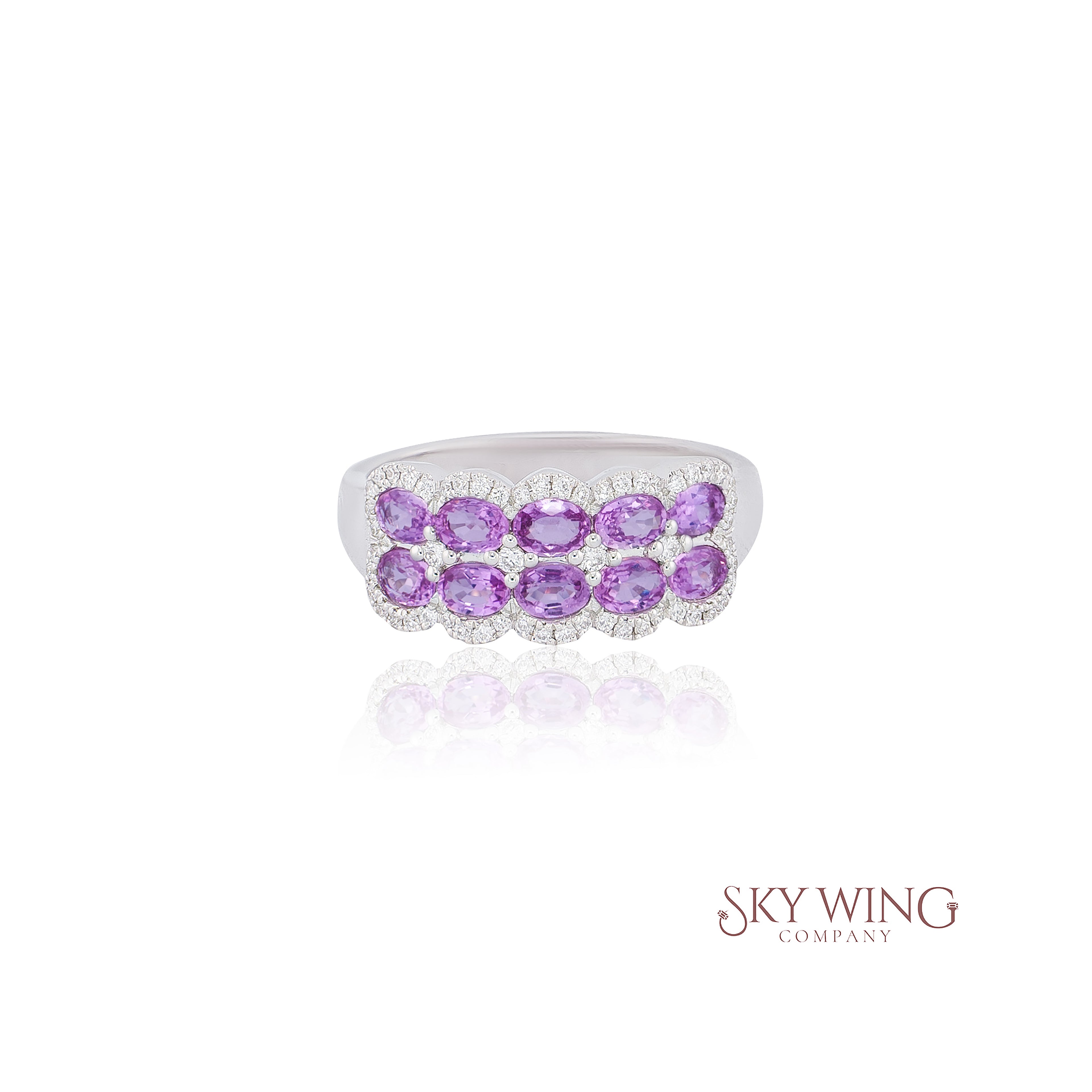 OVAL CUT PINK SAPPHIRE & DIAMOND RING
