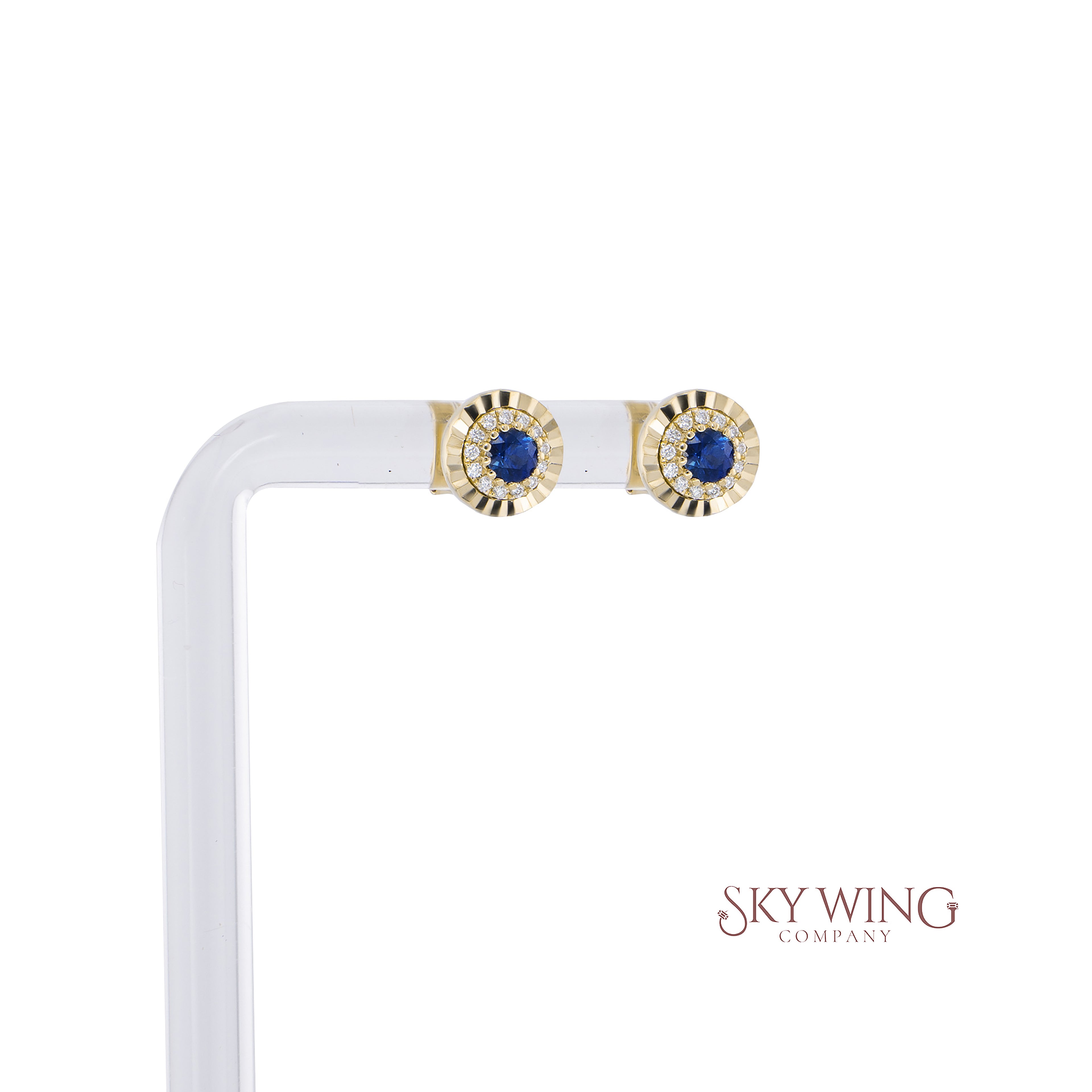 DIAMOND AND BLUE SAPPHIRE ROUND EARRING