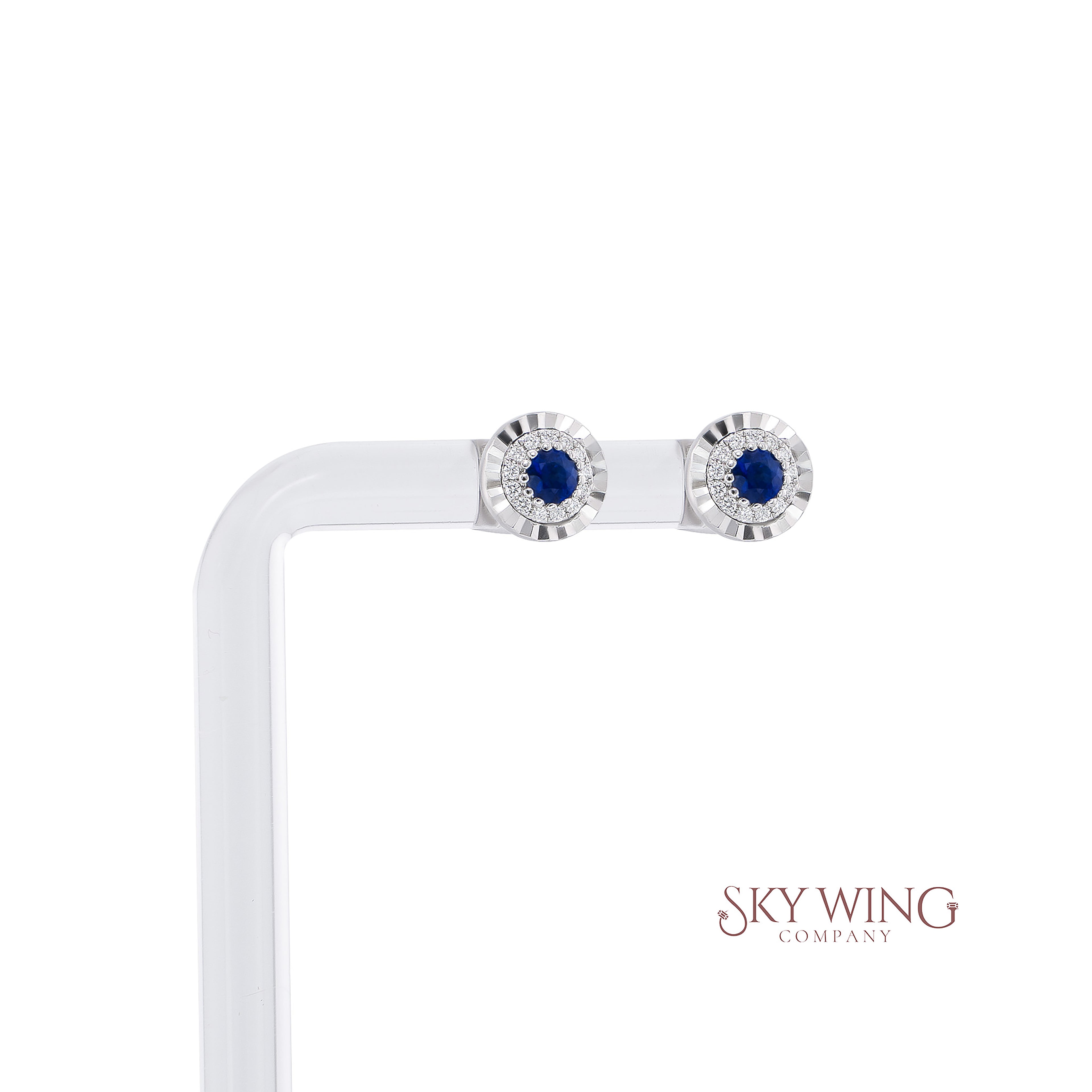 DIAMOND AND BLUE SAPPHIRE ROUND EARRING