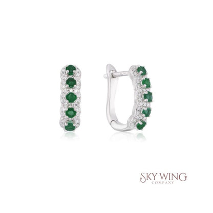 EMERALD AND DIAMOND HOOP EARRINGS