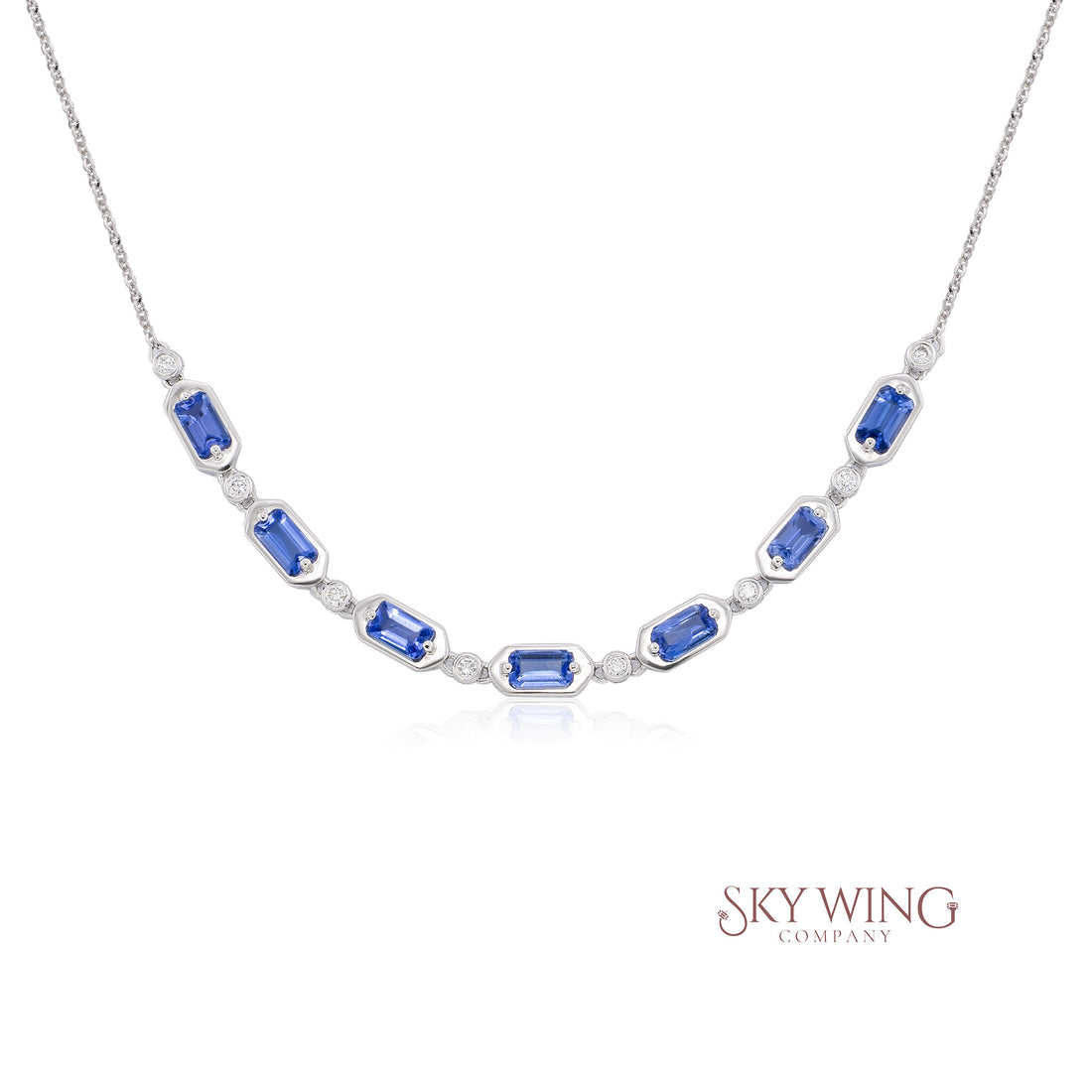 DIAMOND AND BLUE SAPPHIRE STATEMENT NECKLACE