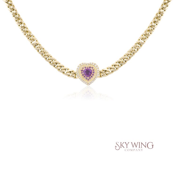 PINK SAPPHIRE HEART LINKED BRACELET