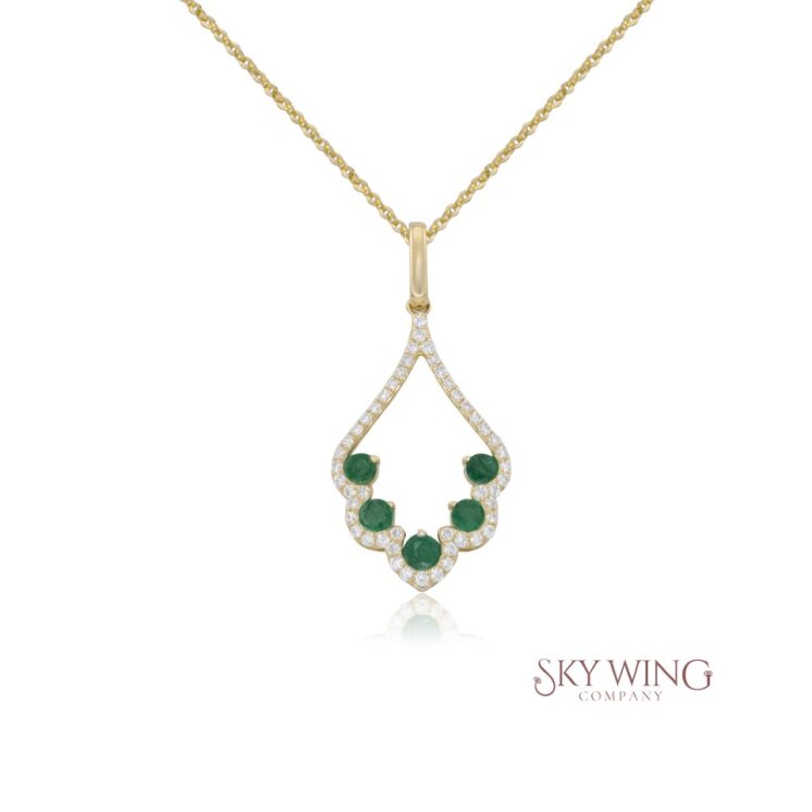 EMERALD DIAMOND CURVED NECKLACE