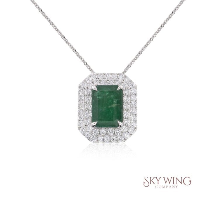 EMERALD AND DIAMOND STATEMENT NECKLACE