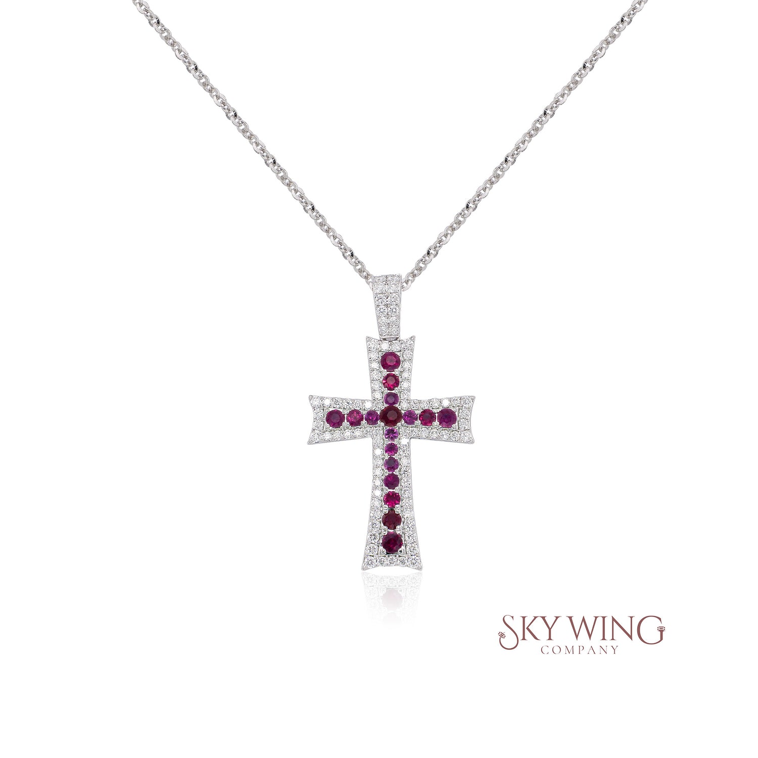 DIAMOND AND RUBY CROSS NECKLACE