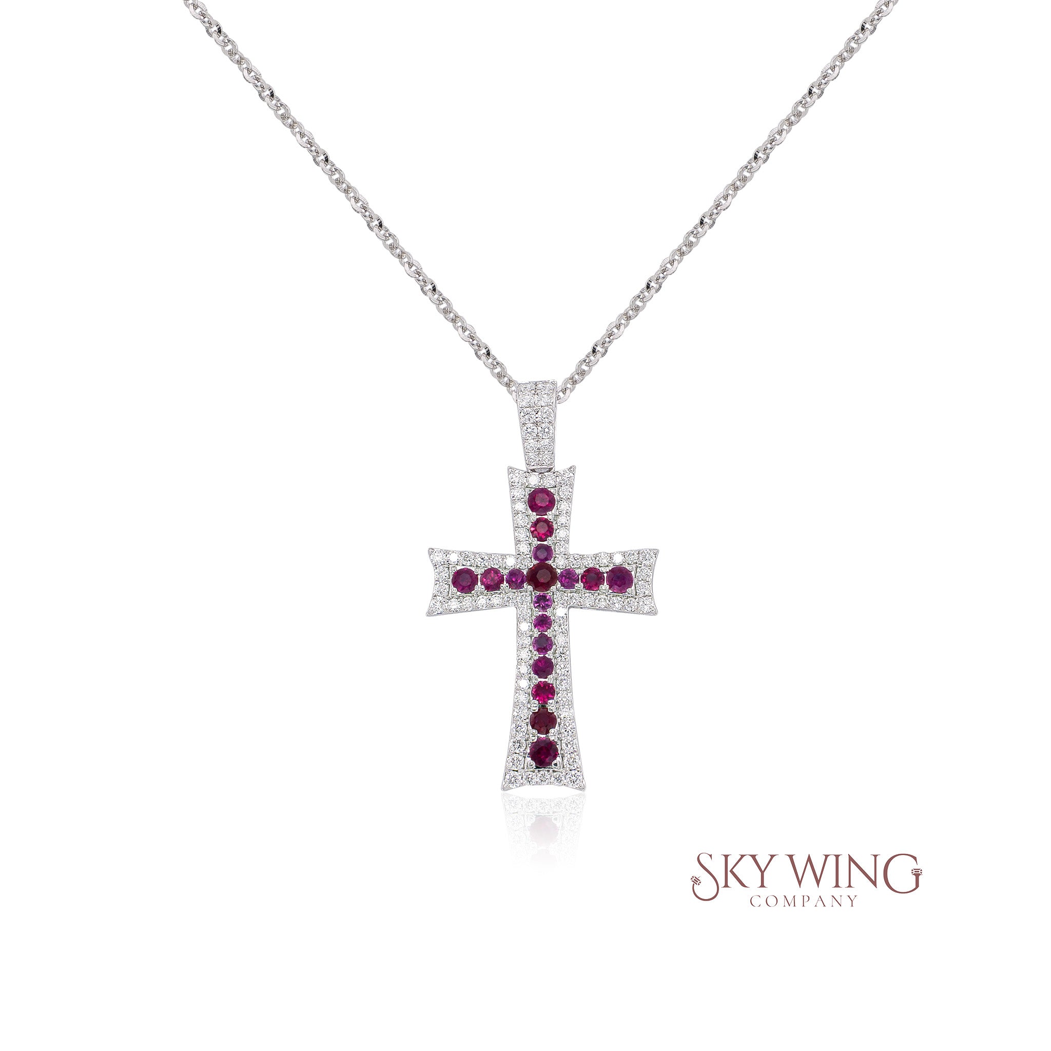 DIAMOND AND RUBY CROSS NECKLACE
