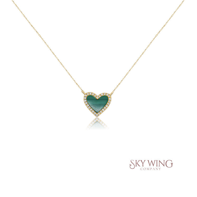 MALACHITE AND DIAMOND HEART PENDANT