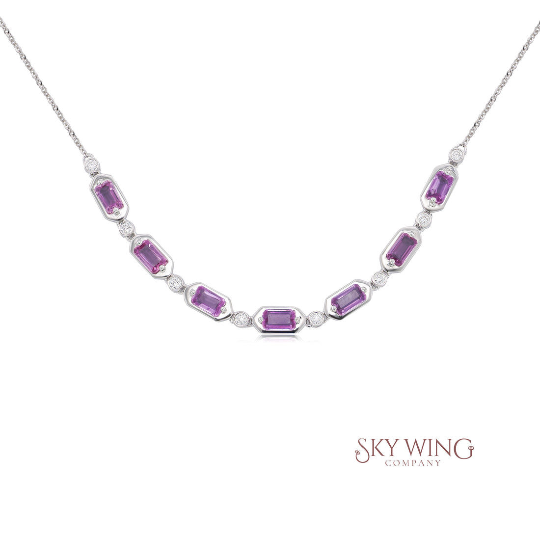 DIAMOND AND PINK SAPPHIRE STATEMENT NECKLACE